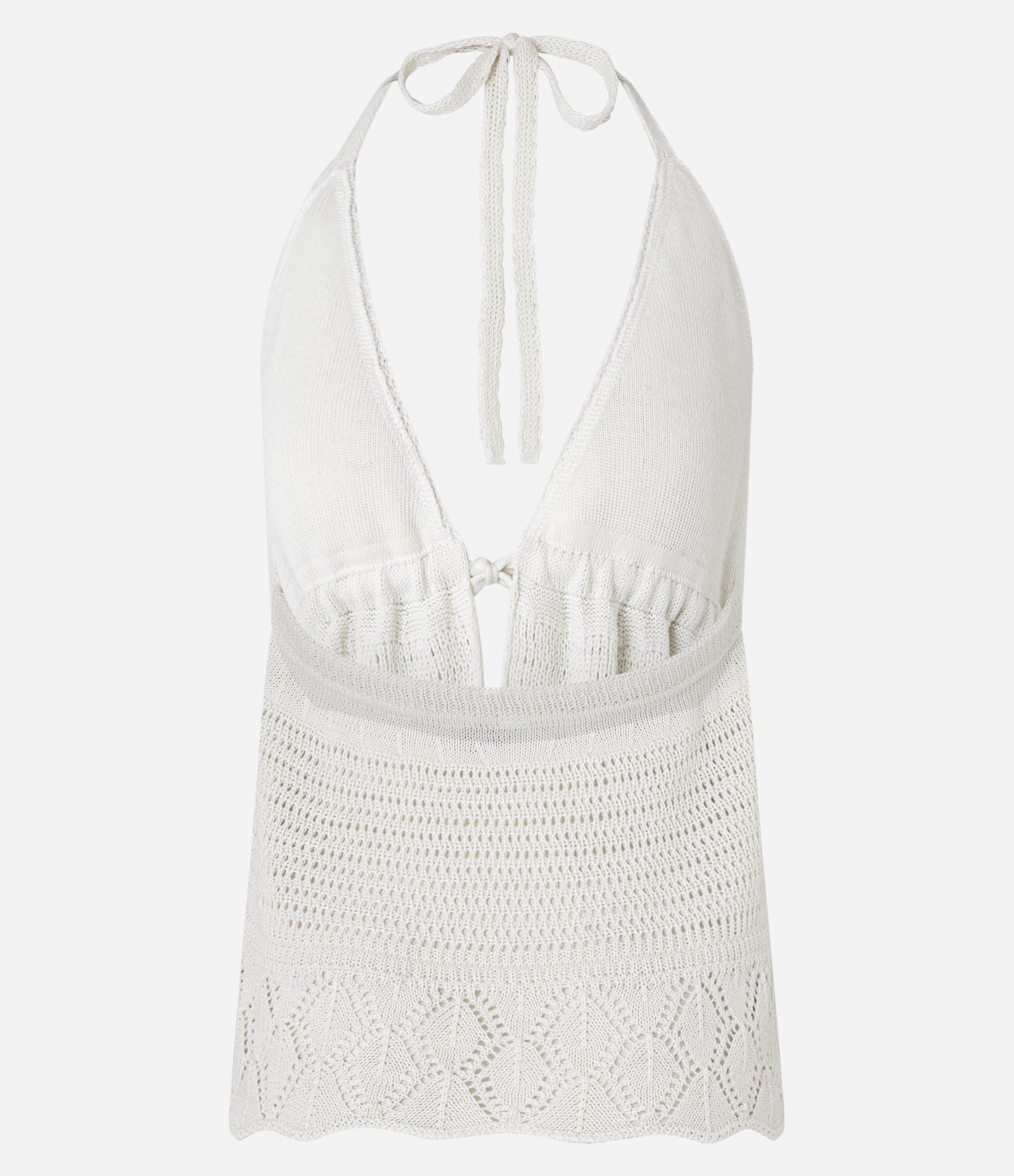 Blusa Frente Única em Tricô com Amarração Branco 3