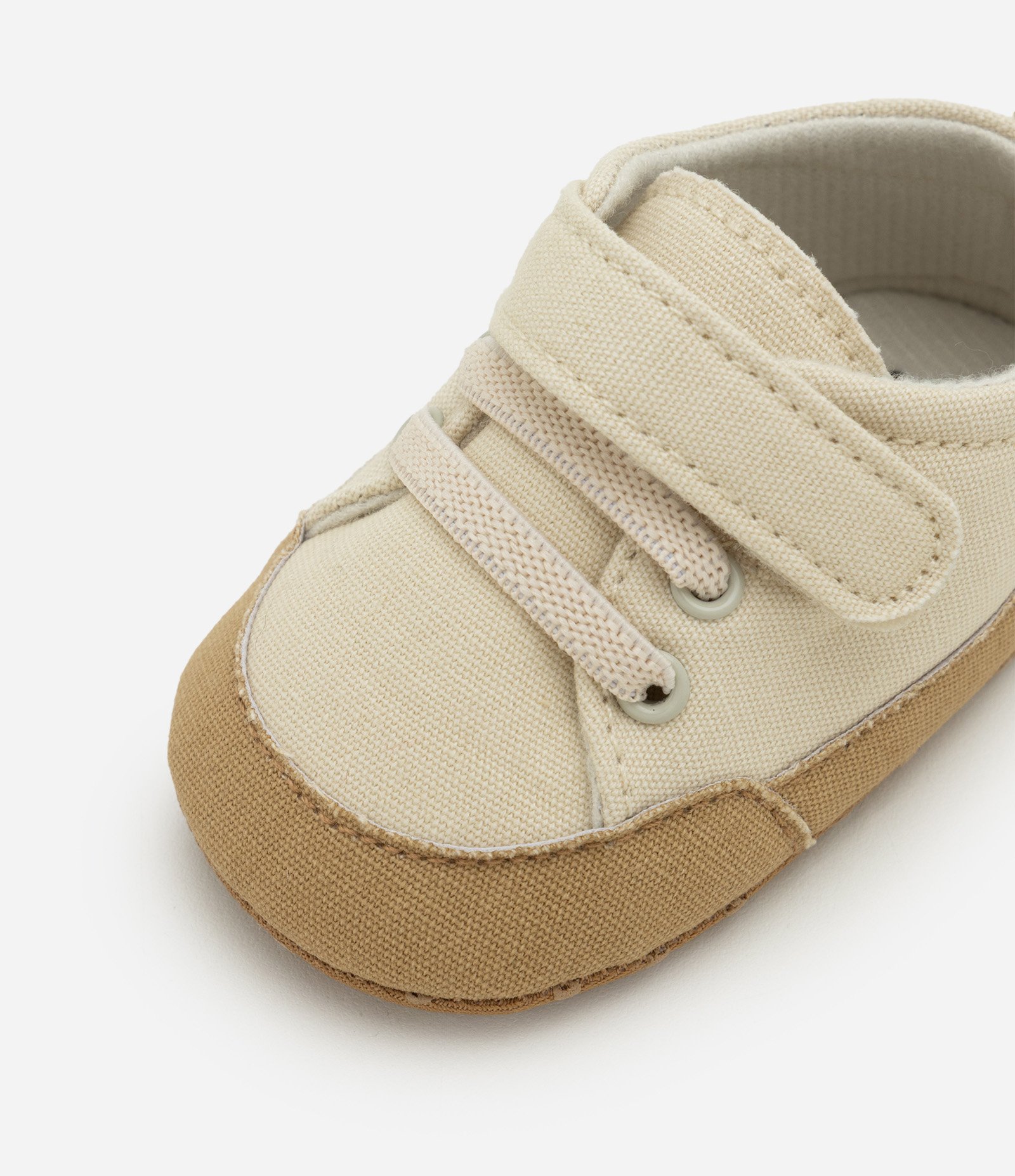 Tênis Infantil em Sarja com Velcro e Elástico – Tam 15 a 19 Bege 3