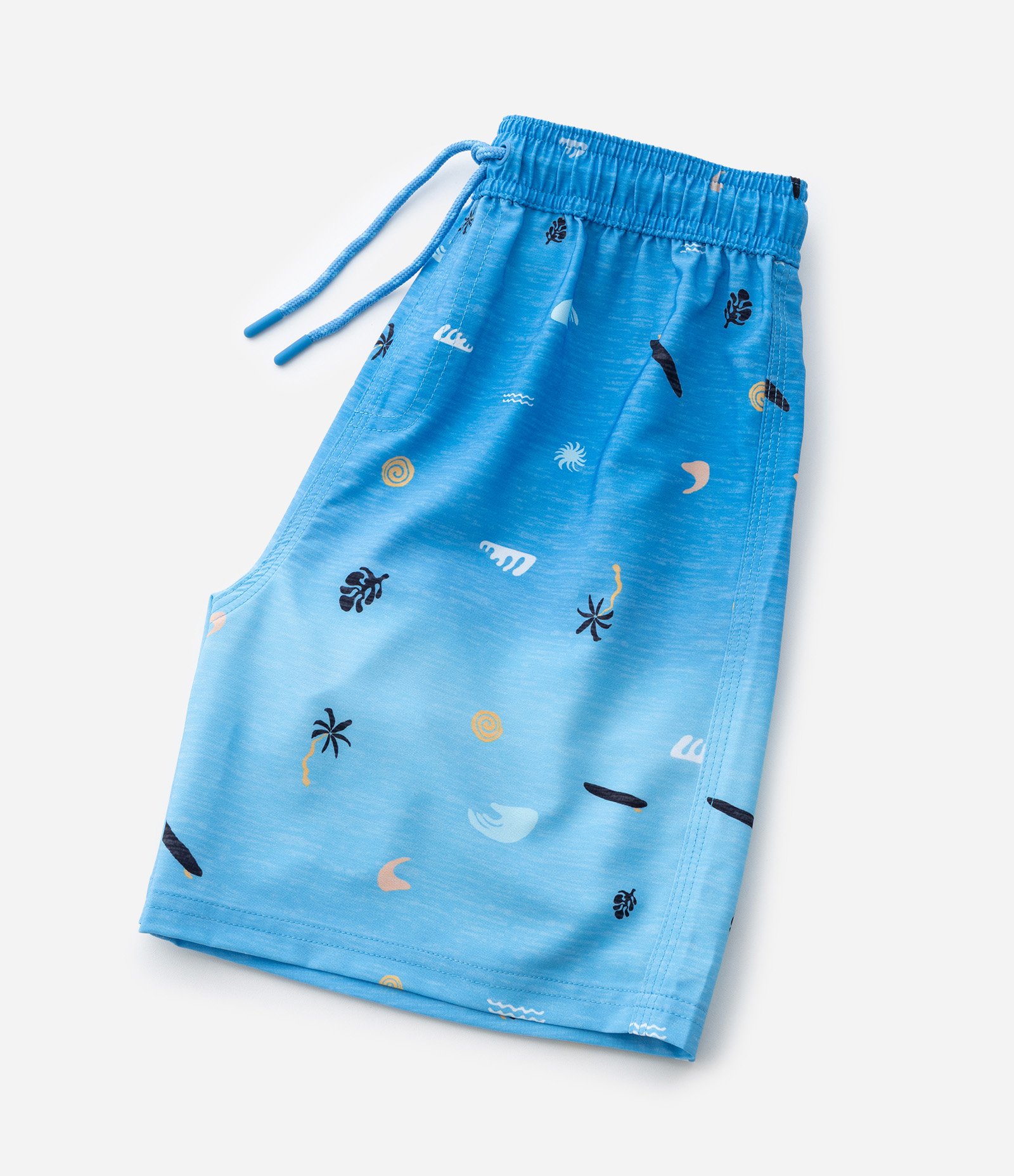 Bermuda Infantil de Banho com Estampa de Mini Ícones e Degradê - Tam 5 a 14 Anos Azul 5