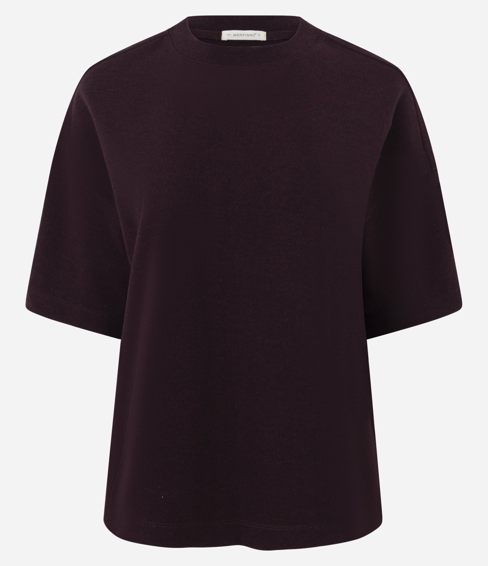 Blusa Moletom Oversized com Manga Curta Vinho 5