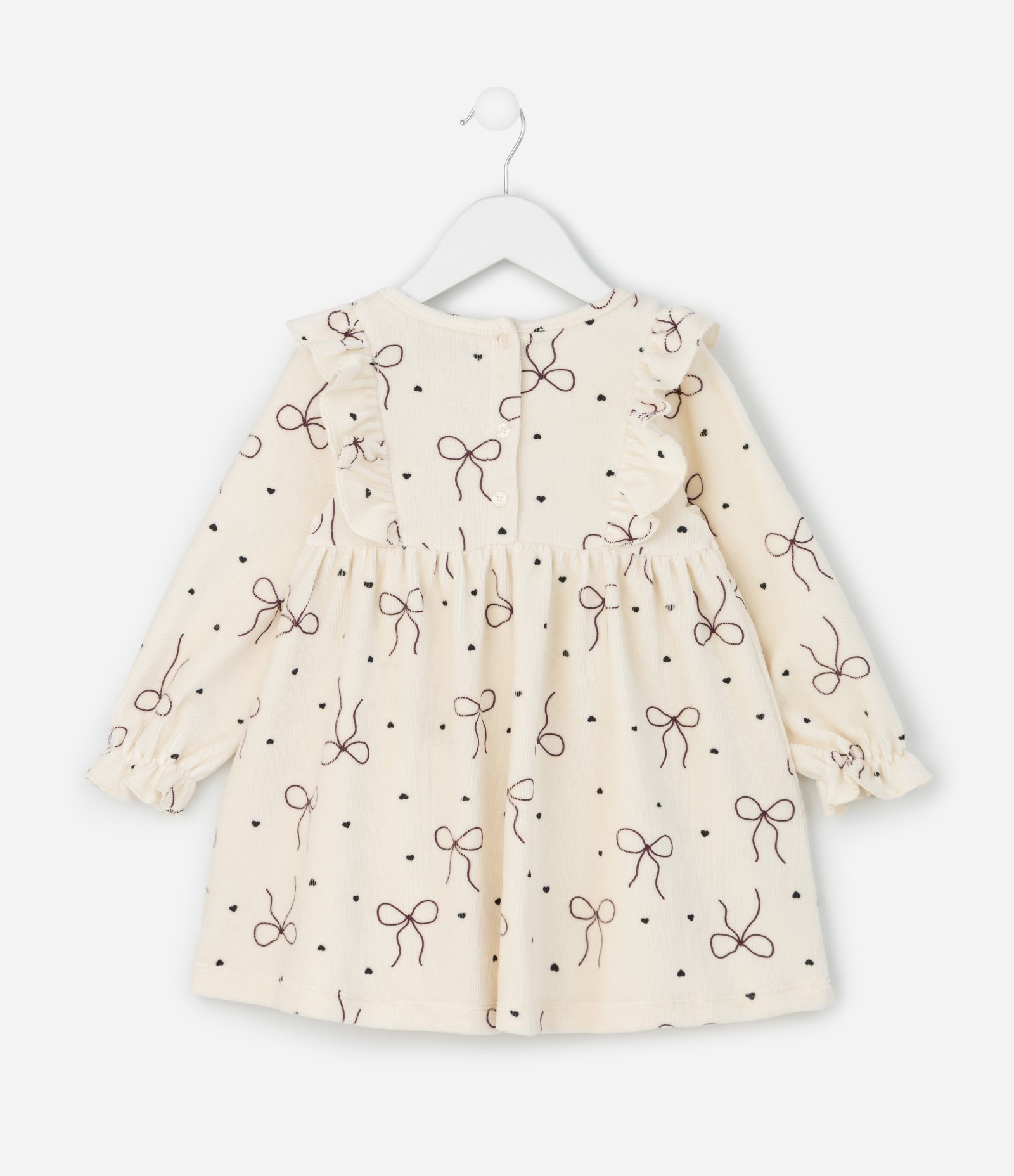 Vestido Infantil com Estampa de Laços e Meia Calça – Tam 1 a 5/6 Anos Bege/Bordô 3