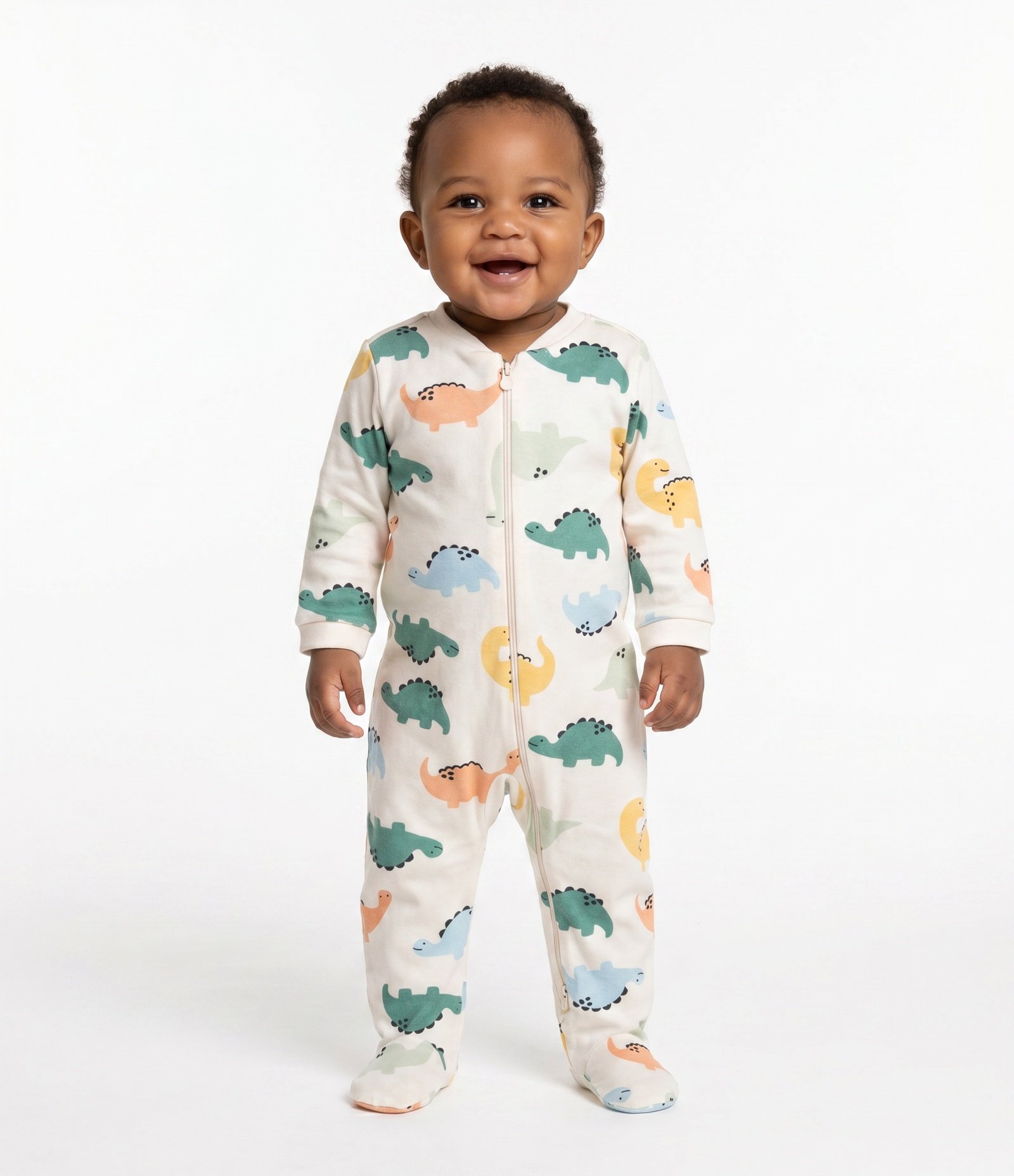 Macacão Bebê com Estampa de Dinossauros – Tam RN a 24 Meses Off White 1