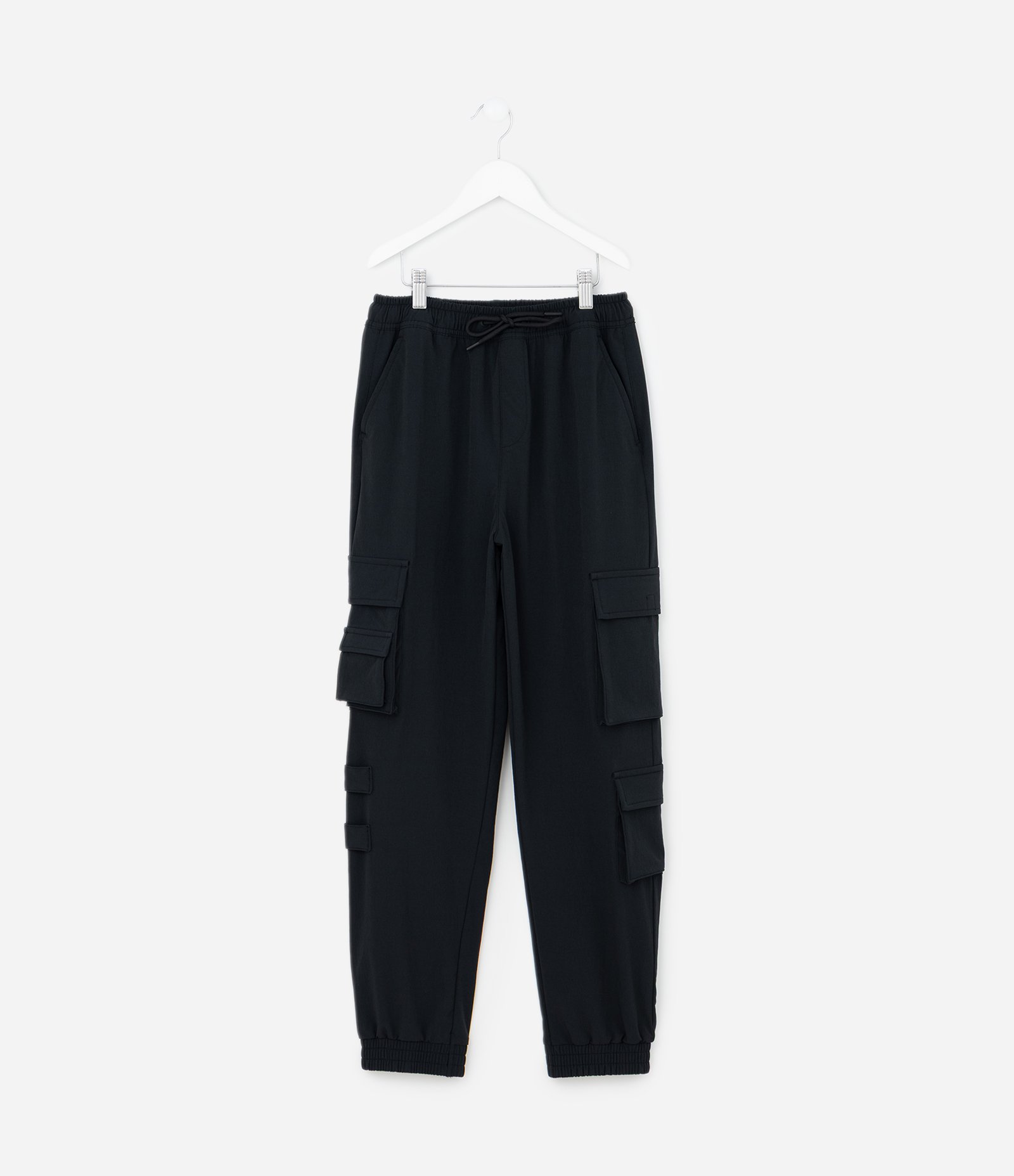 Calça Infantil em Microfibra com Bolsos e Velcro - Tam 5 a 14 Anos Preto 1