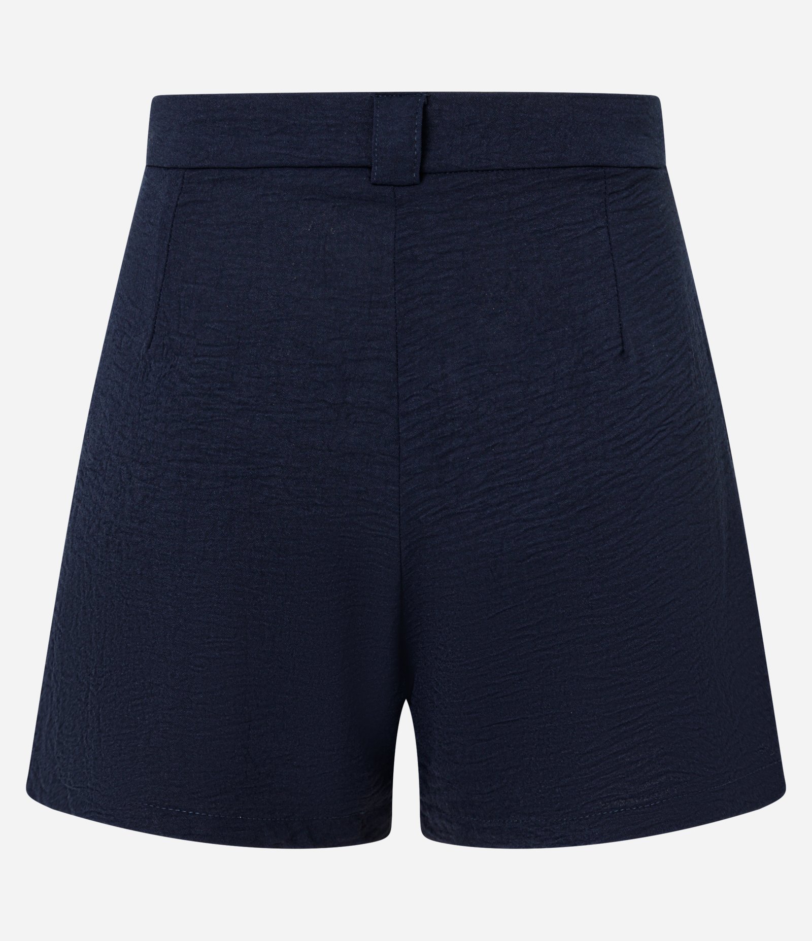 Short de Cintura Alta em Airflow Pregas e Lapela Abotoada Azul Marinho 3
