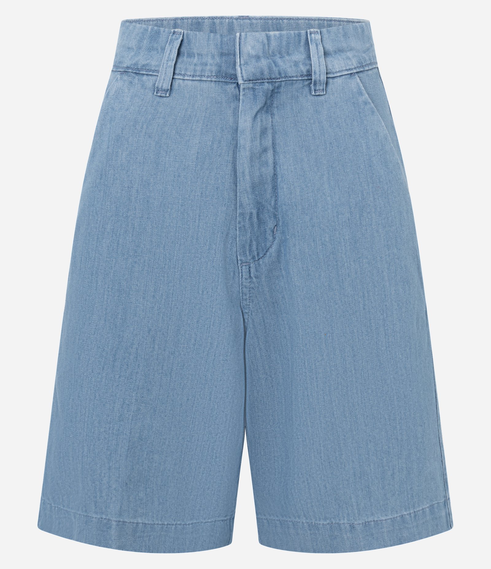 Bermuda Cintura Alta em Jeans com Cós Alfaiatado Claro 5