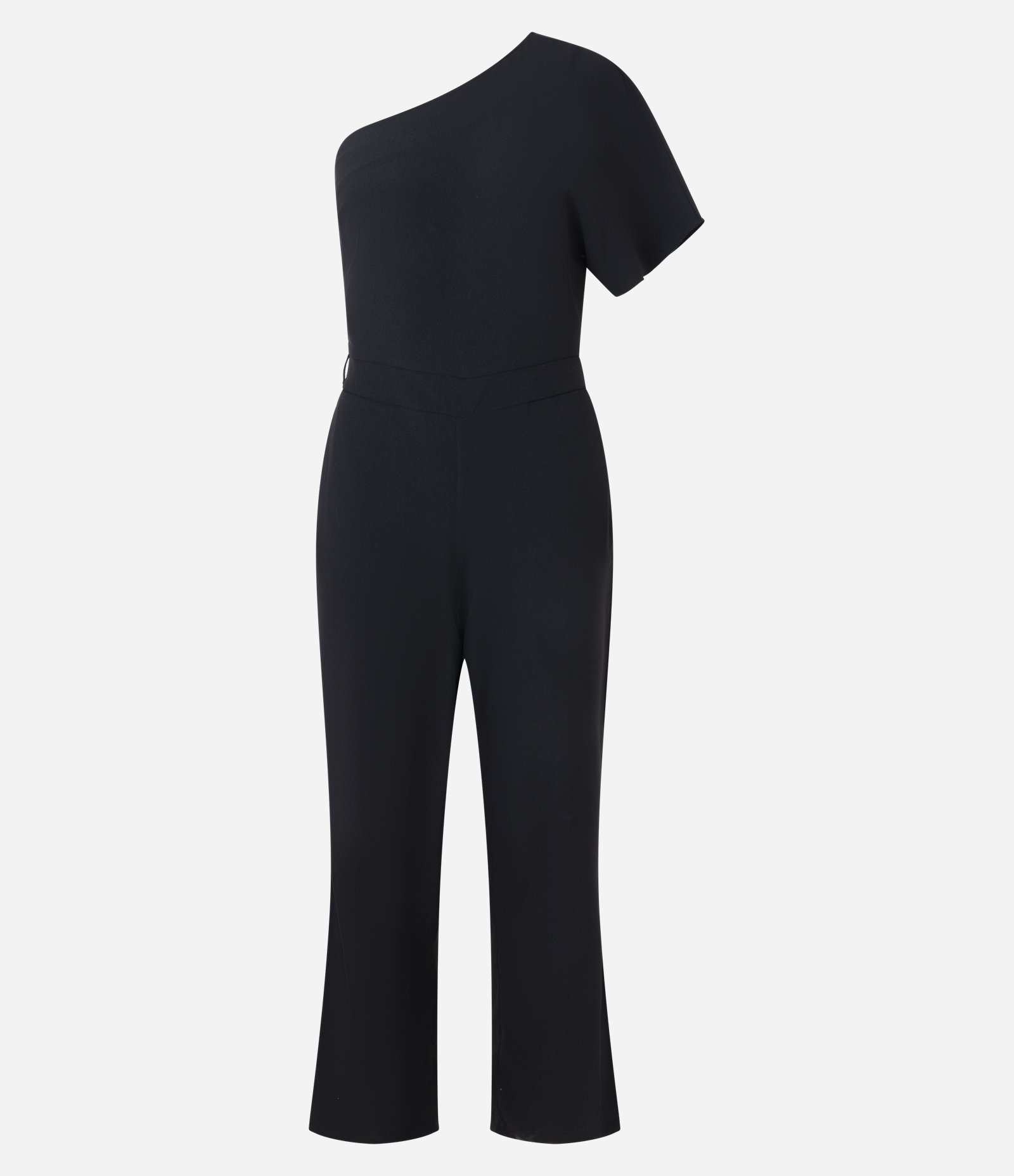 Macacão Alfaiatado com Decote Ombro Só e Passantes Preto 6