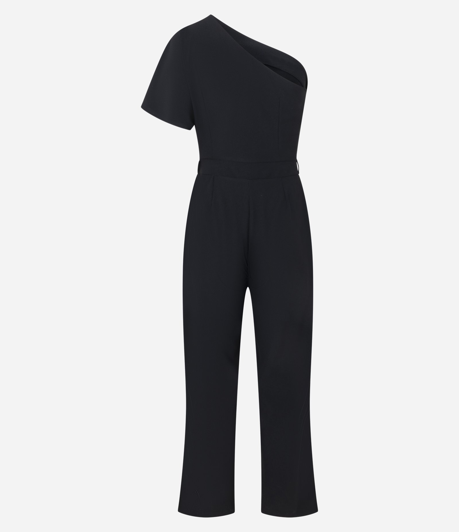 Macacão Alfaiatado com Decote Ombro Só e Passantes Preto 7