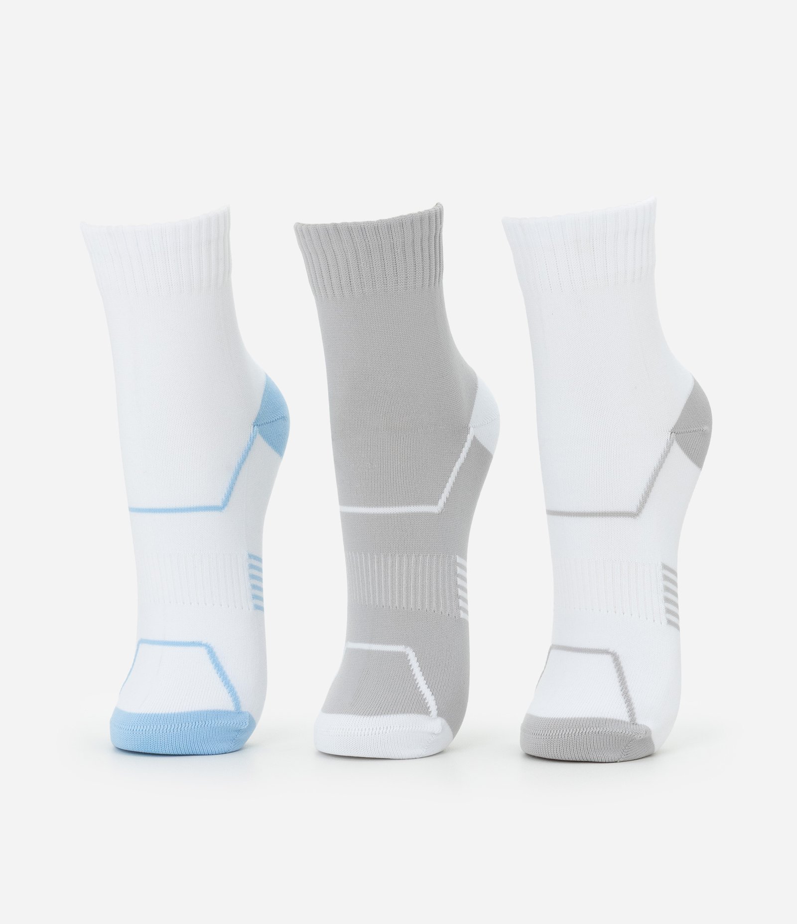 Kit 03 Meias Cano Médio Esportivas em Poliamida com Estampa Geométrica Multicores 1