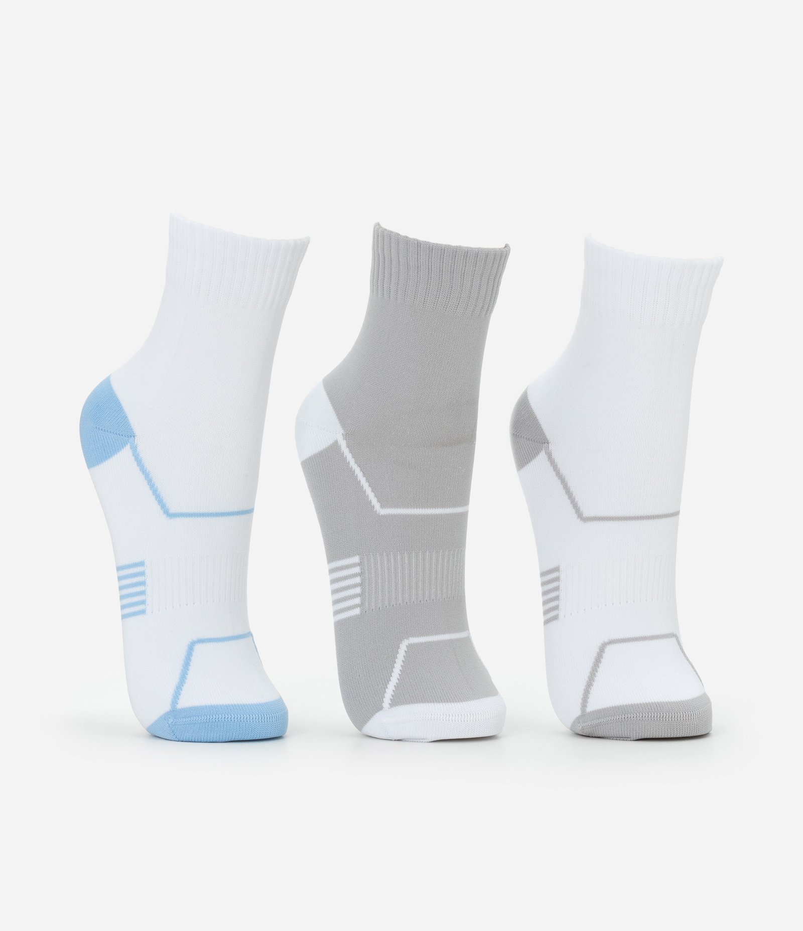 Kit 03 Meias Cano Médio Esportivas em Poliamida com Estampa Geométrica Multicores 2