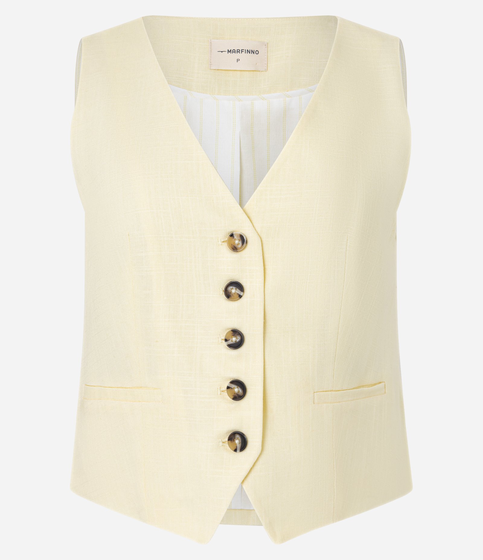 Colete em Viscolinho com Fechamento por Botões Contrastantes Amarelo claro 7