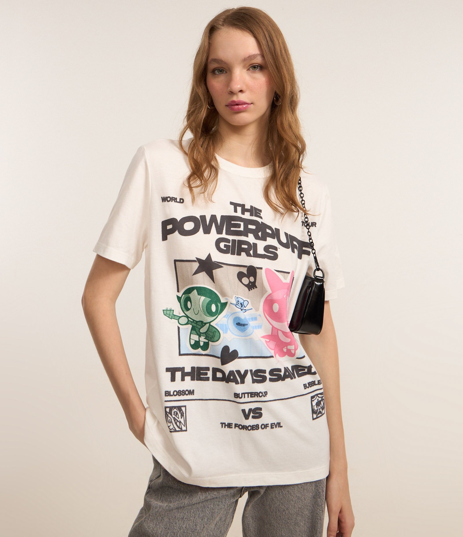 Camiseta em Algodão com Estampa Frente e Costas Meninas Superpoderosas Branco 3