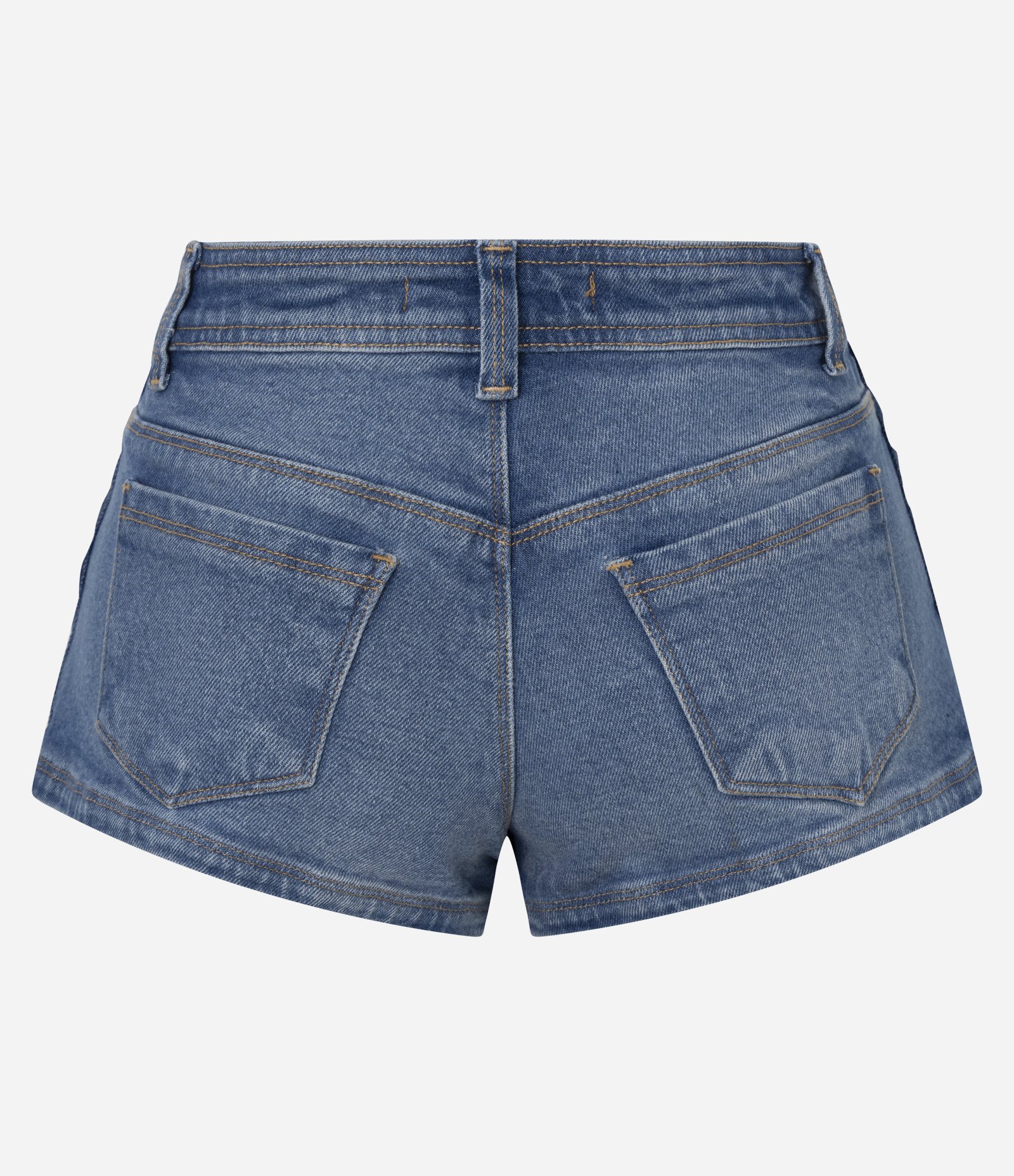 Short em Jeans com Bolsos e Entrelaçado Lateral Médio 7