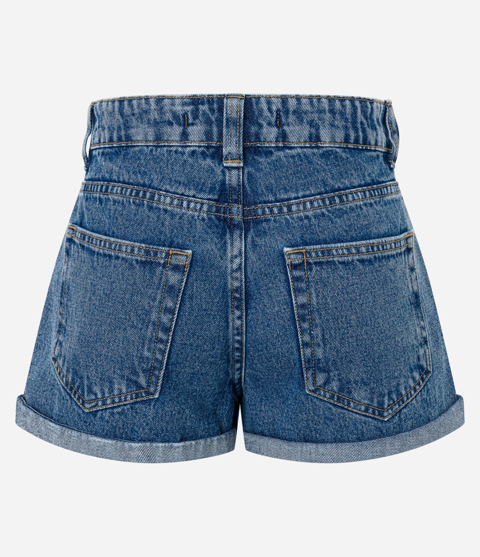 Short Slim Cintura Alta em Jeans com Pingente Floral Médio 8