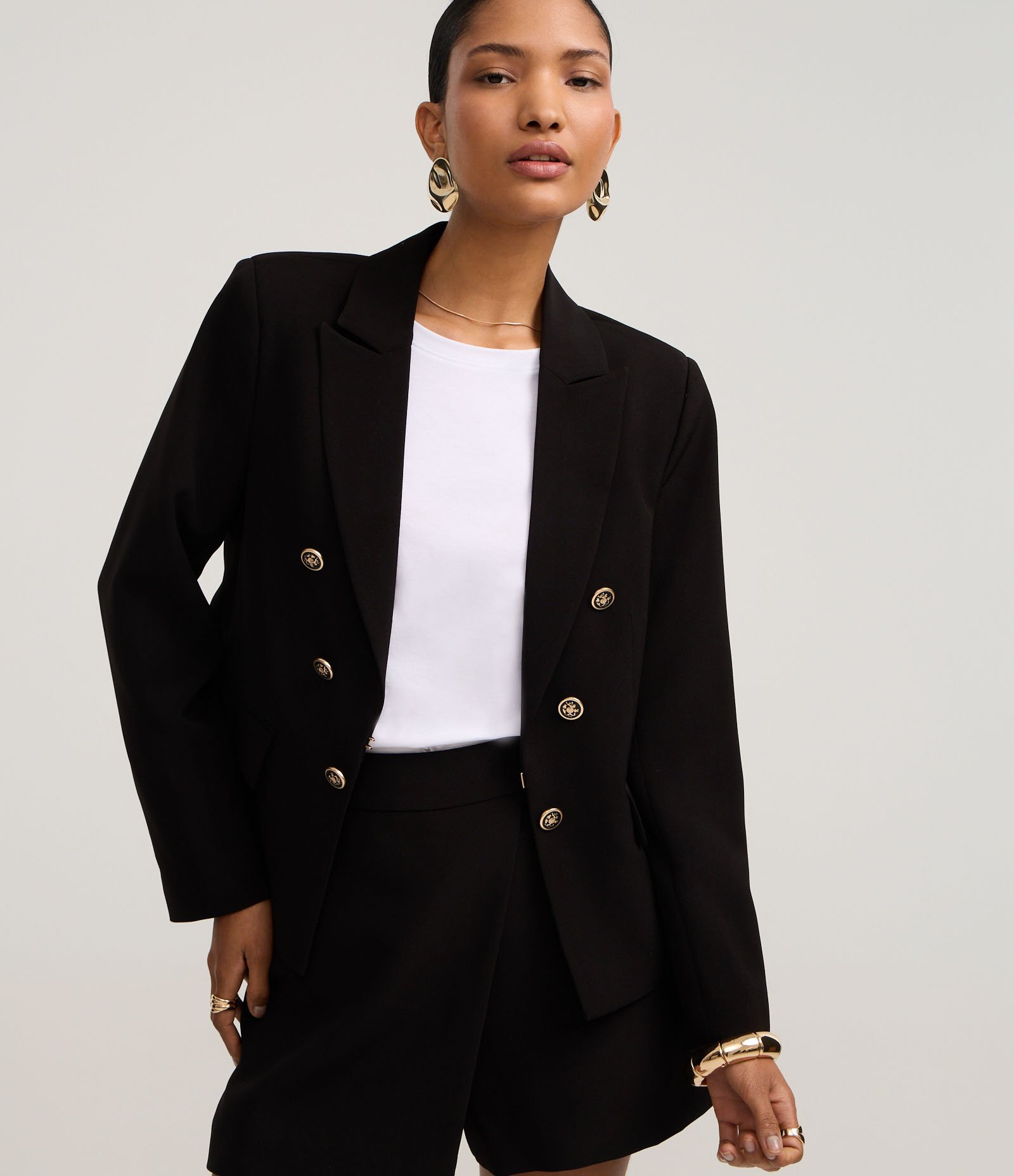 Blazer Slim Alfaiatado com Botões Diferenciados Preto 1