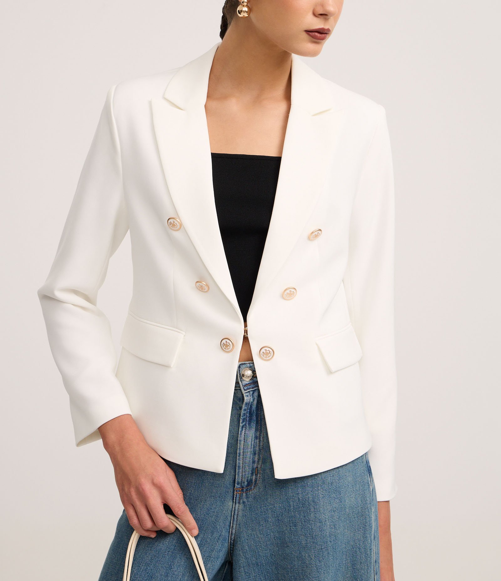 Blazer Slim Alfaiatado com Botões Diferenciados Off White 4