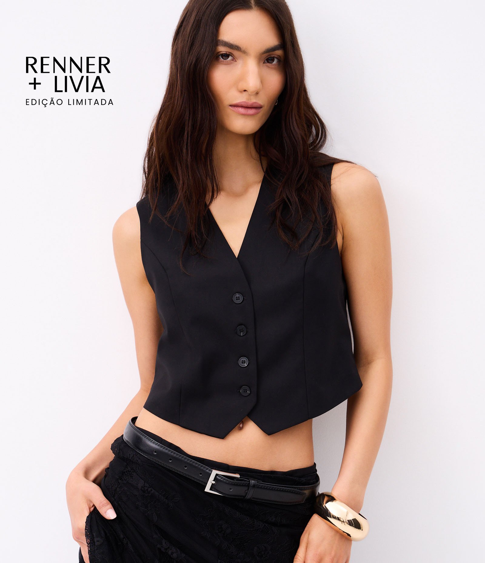 Colete Alfaiatado com Botões e Ajuste nas Costas Preto 2