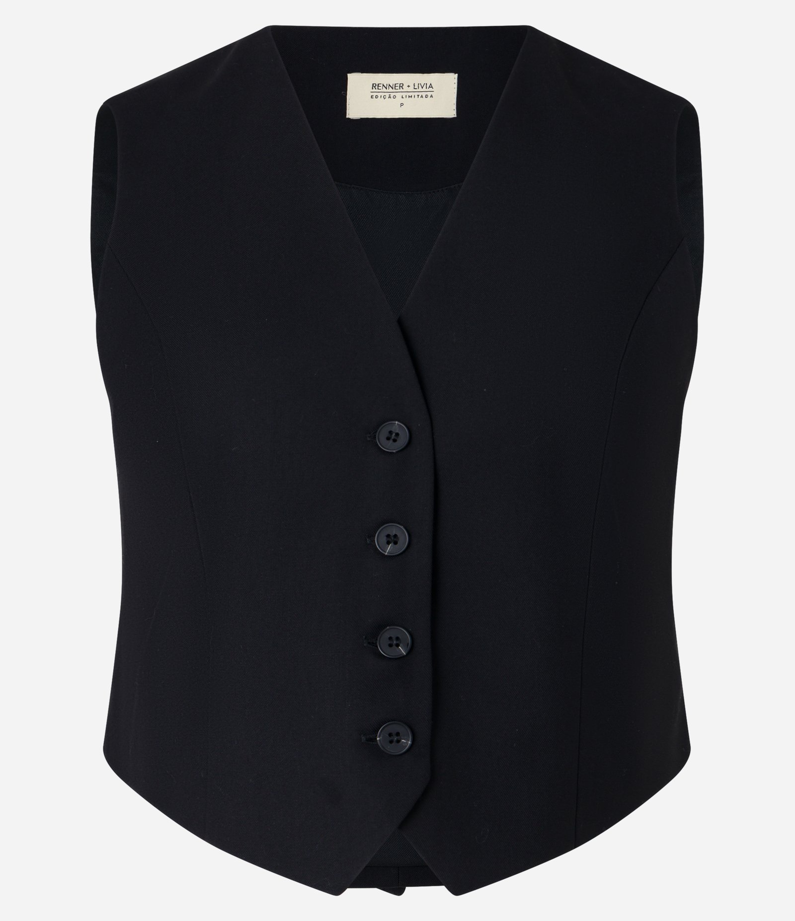 Colete Alfaiatado com Botões e Ajuste nas Costas Preto 11