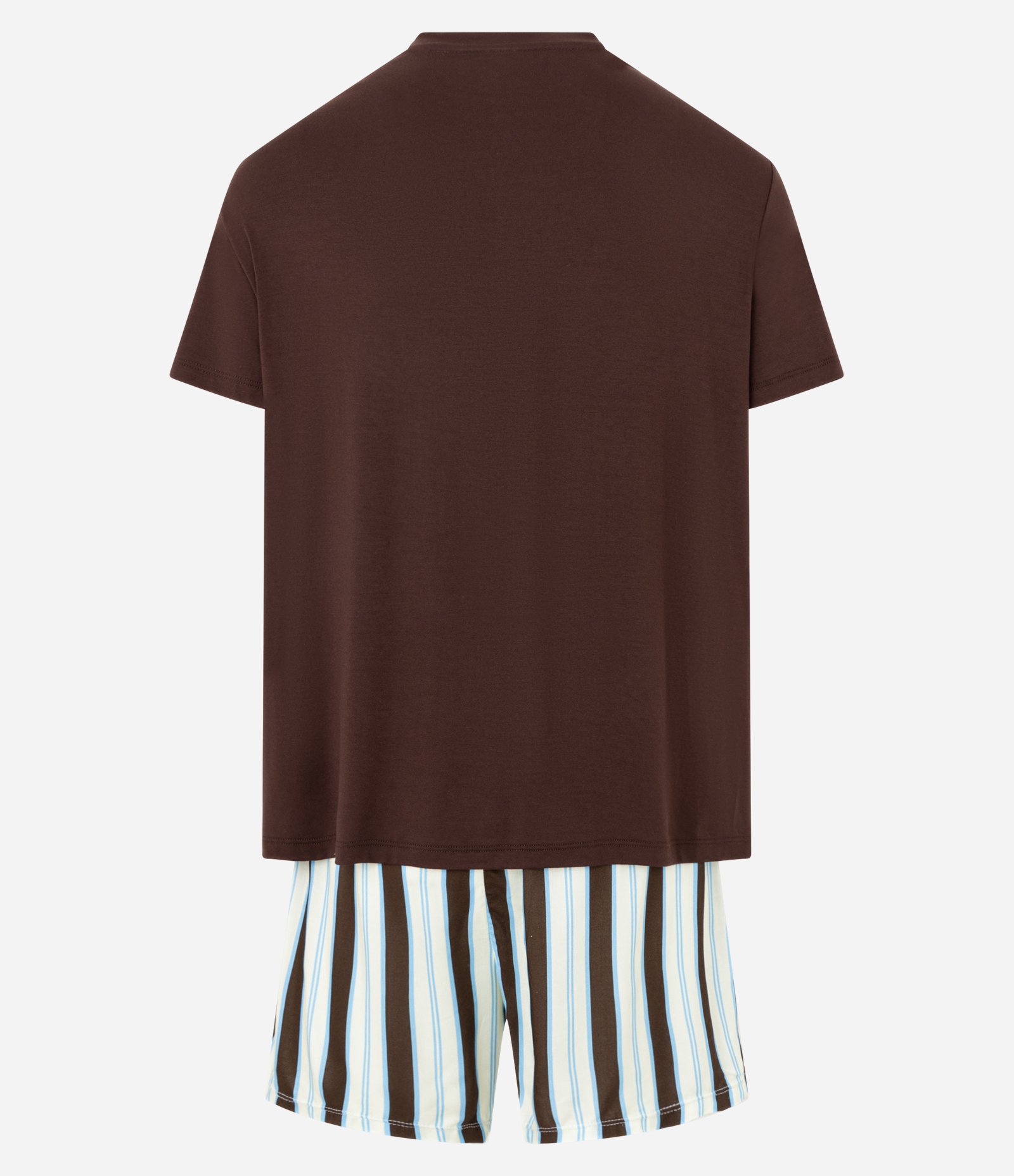 Pijama Curto em Viscose com Estampa de Listras Verticais Marrom 6