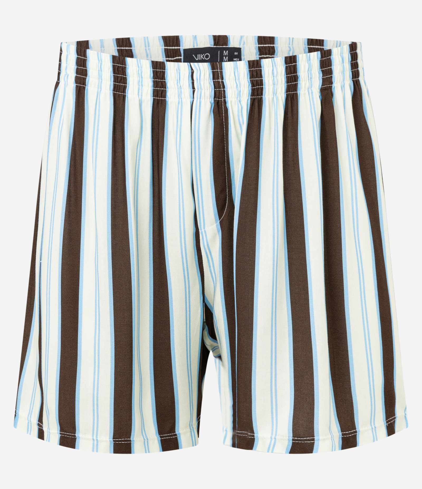 Pijama Curto em Viscose com Estampa de Listras Verticais Marrom 7