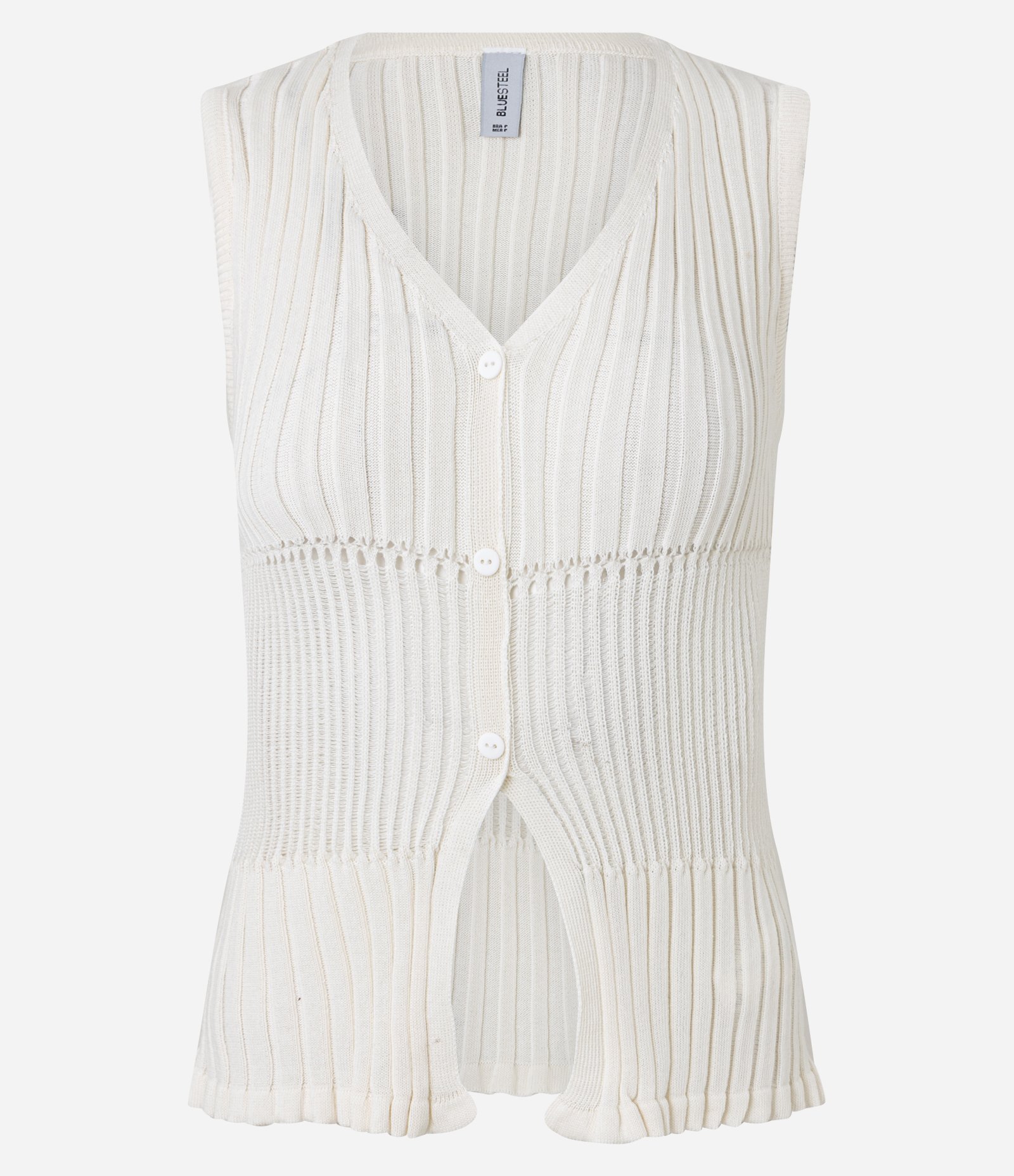 Blusa Regata em Tricô com Abotoamento Frontal Branco 5