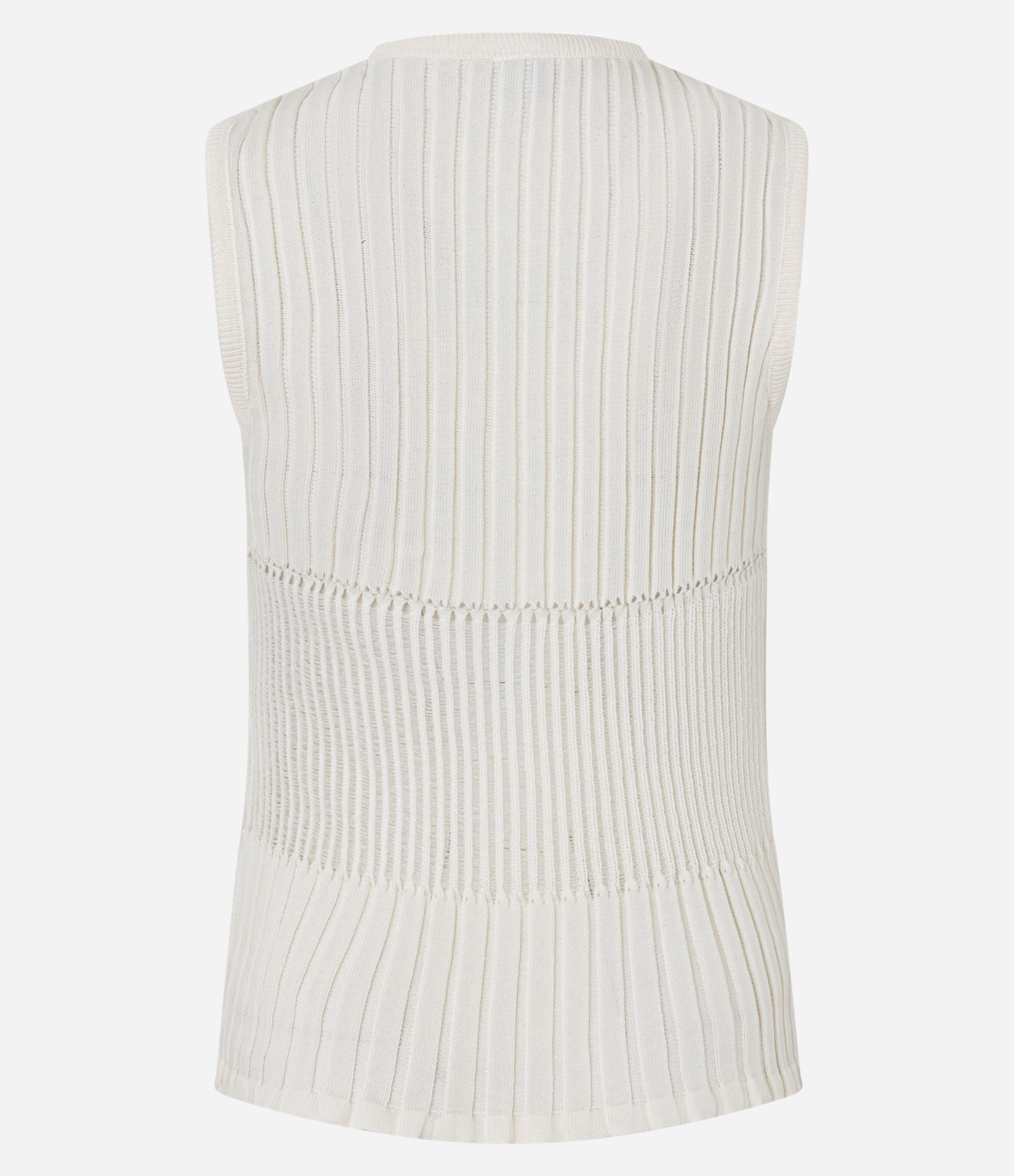 Blusa Regata em Tricô com Abotoamento Frontal Branco 7