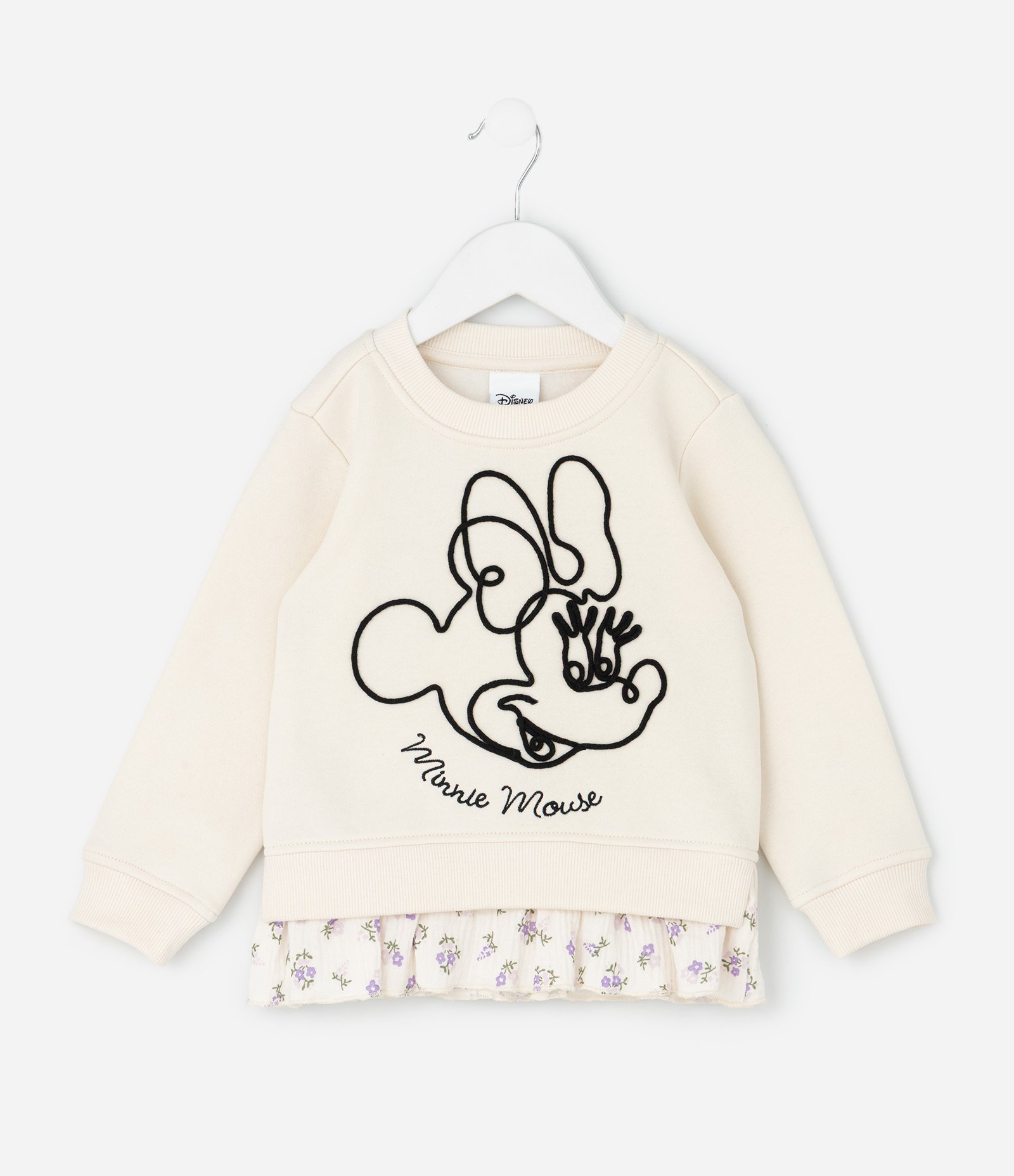 Casaco Infantil com Bordado Minnie e Barra de Camisa – Tam 1 a 6 Anos Bege Claro 2