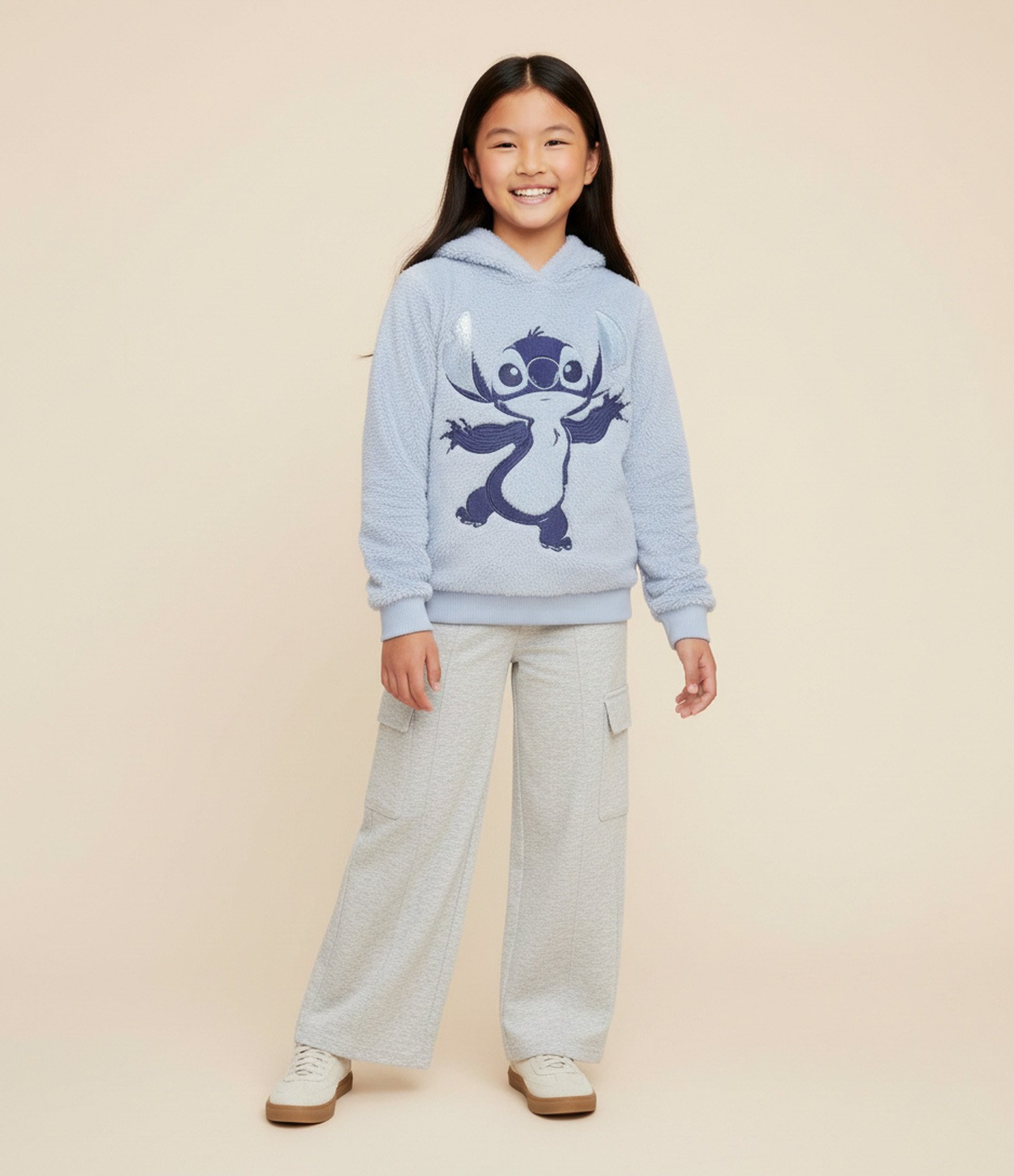 Casaco Infantil Stitch com Orelhinhas em Paetê – Tam 5 a 14 Anos Azul 1