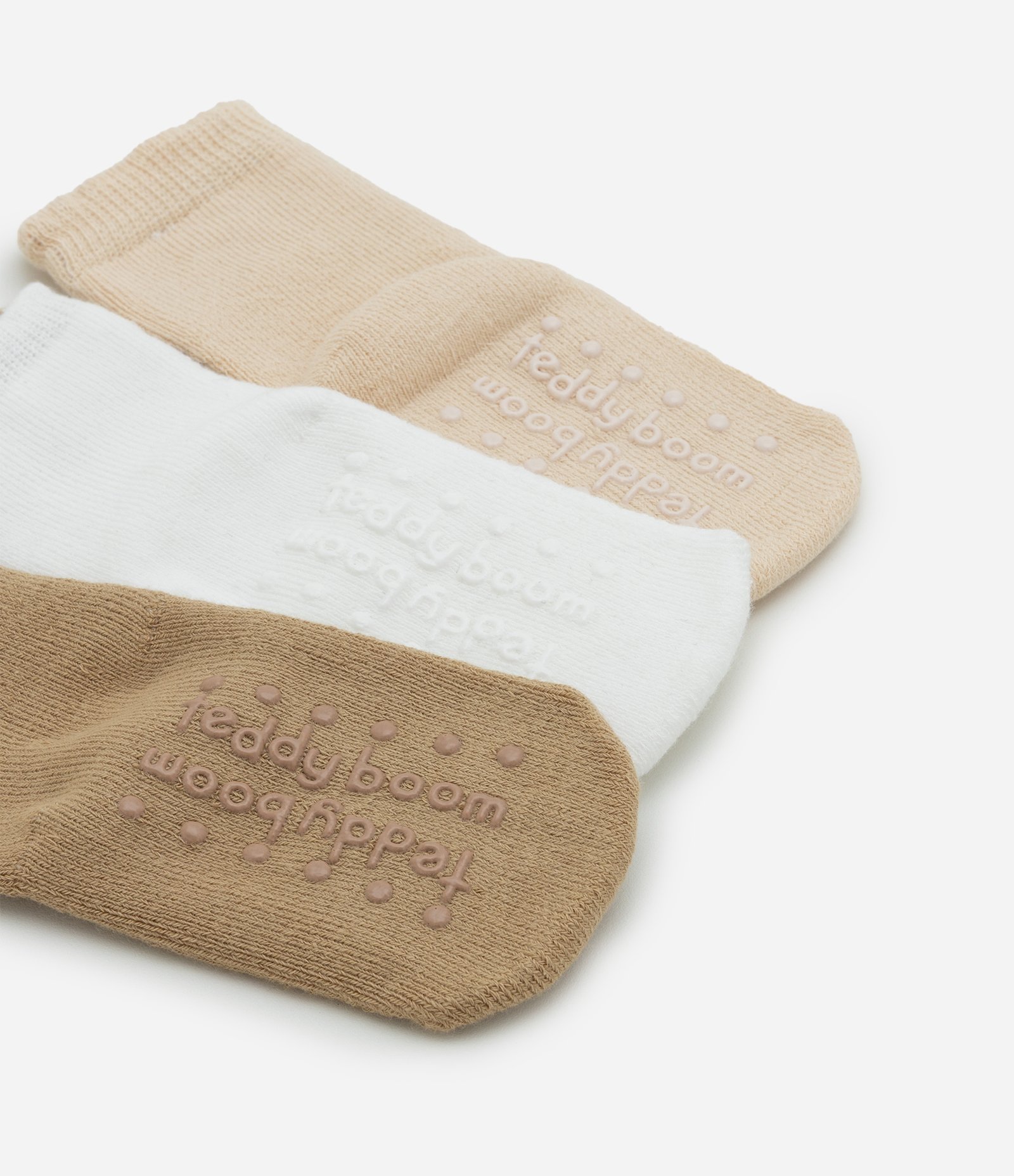 Kit Infantil 3 Meias com Animais e Terry - Tam RN a 12 Meses Marrom/Branco/Bege 3