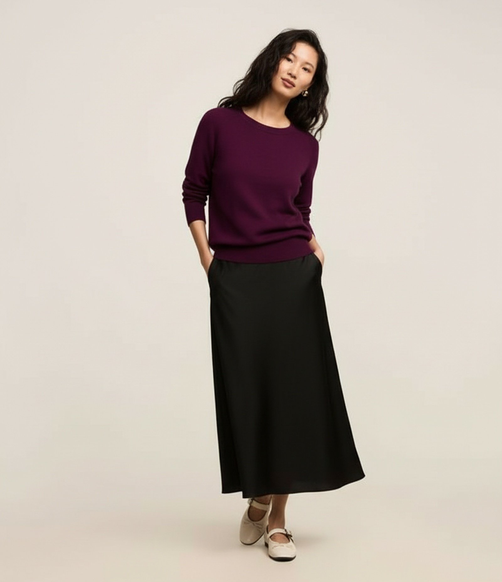 Suéter em Tricô com Gola Redonda Roxo 1