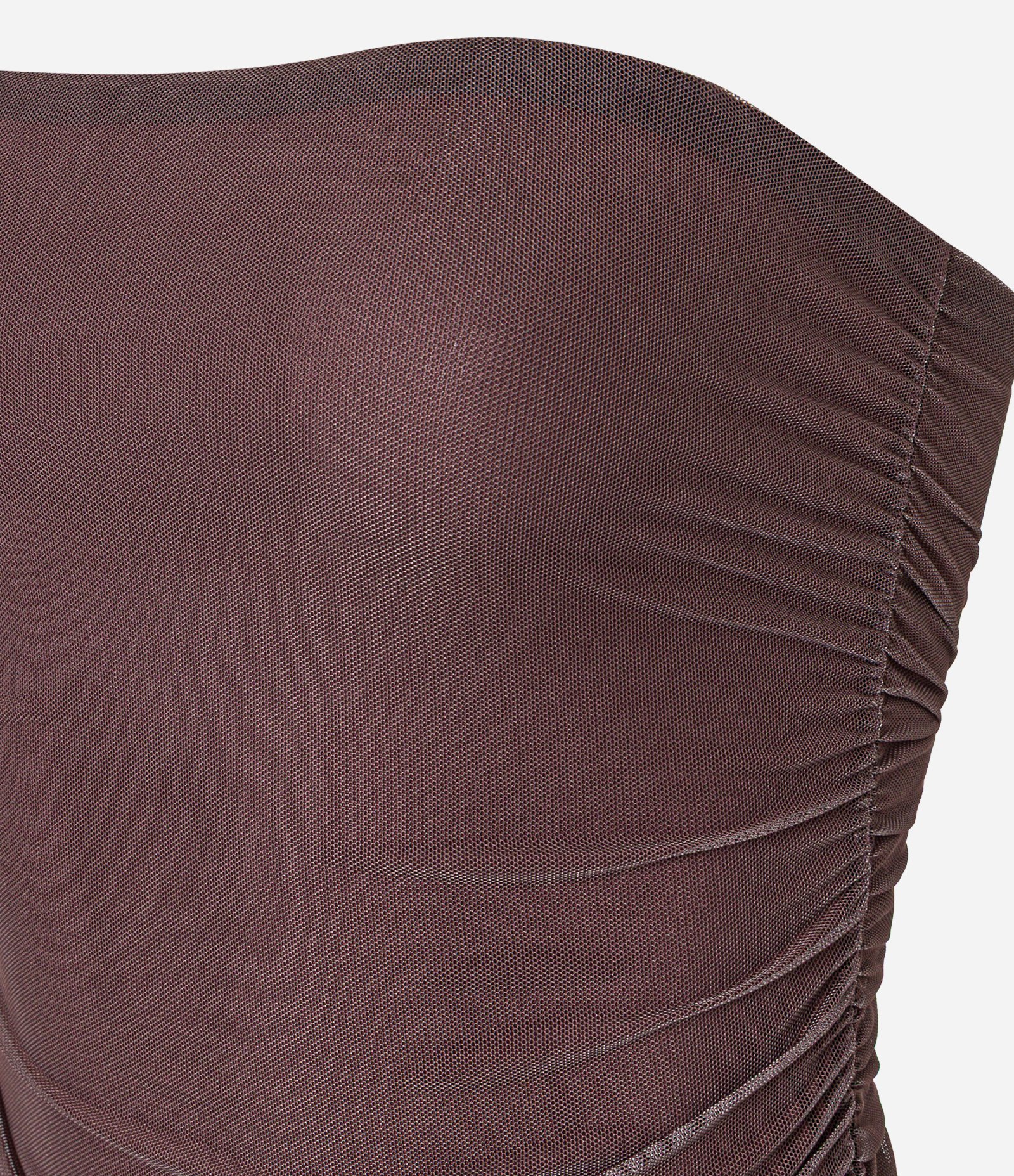 Vestido Evasê Curto em Tule com Babados na Saia Marrom 7