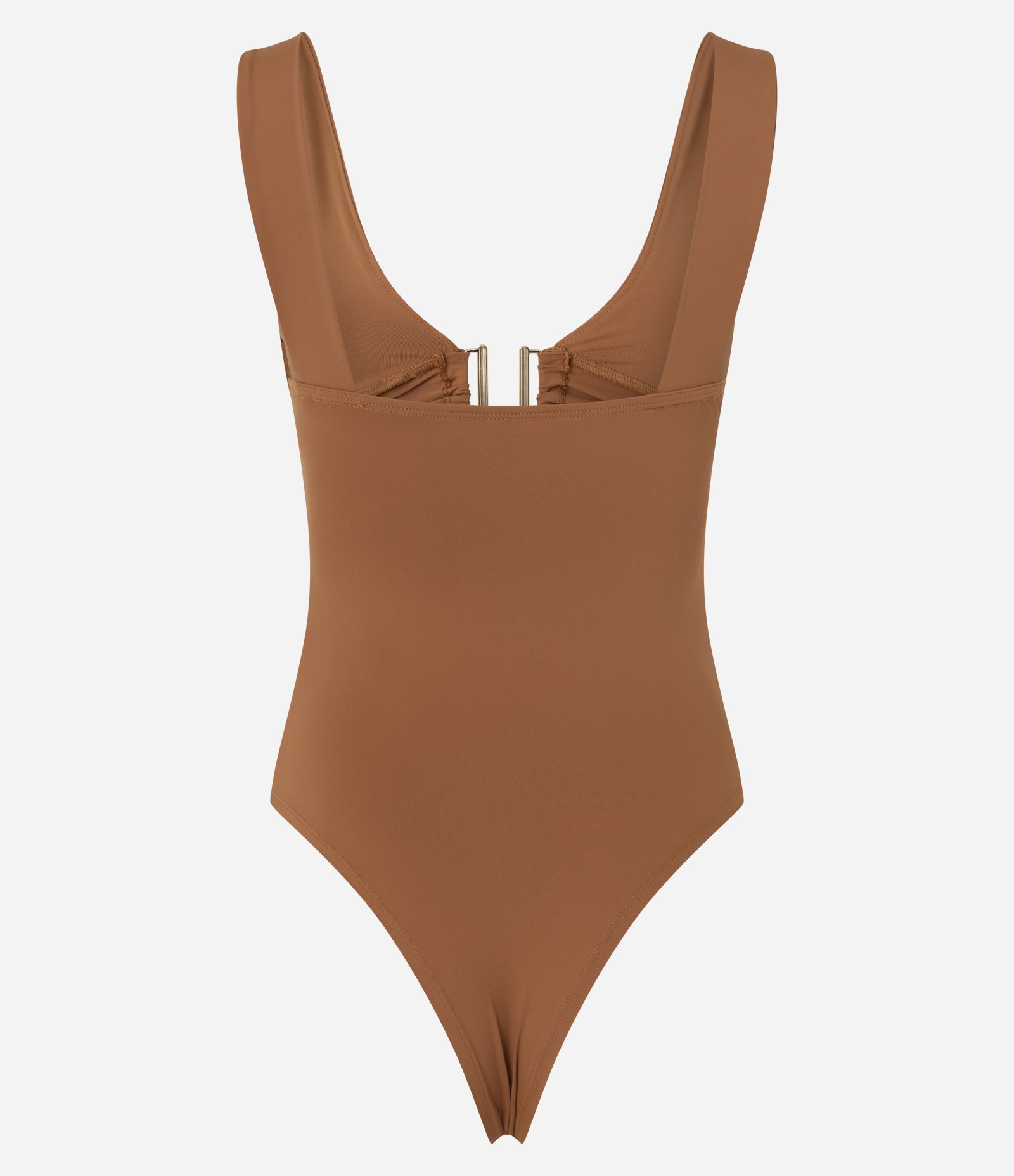 Body em Microfibra com Decote em V Profundo e Aviamento Marrom 5