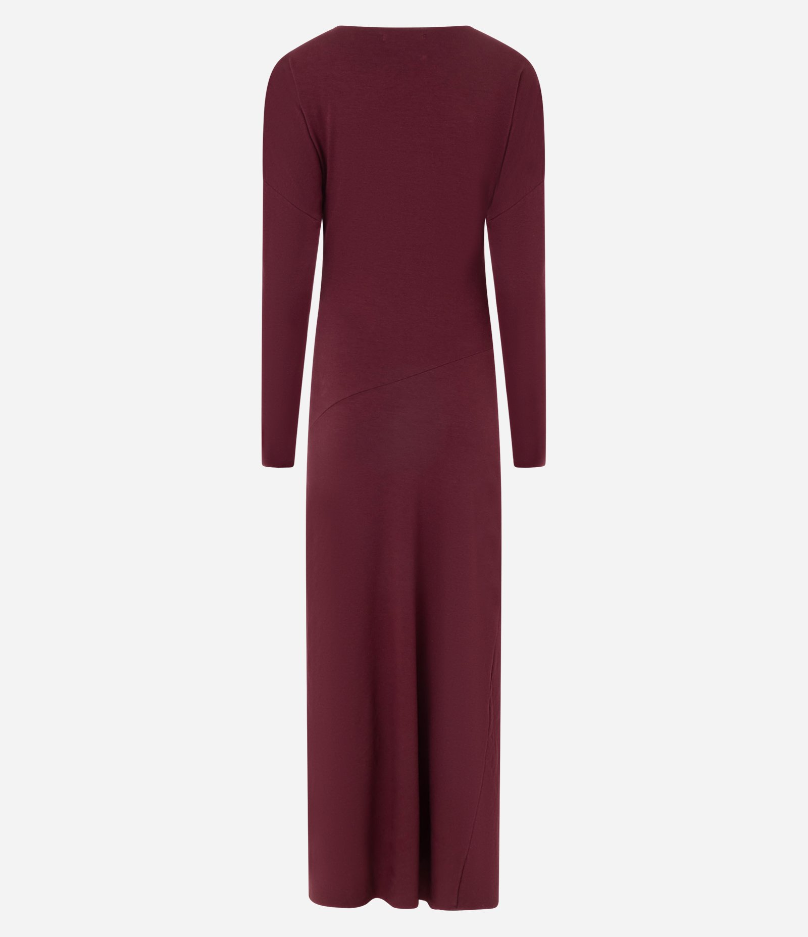 Vestido Longo com Drapeado e Fenda Bordô 5