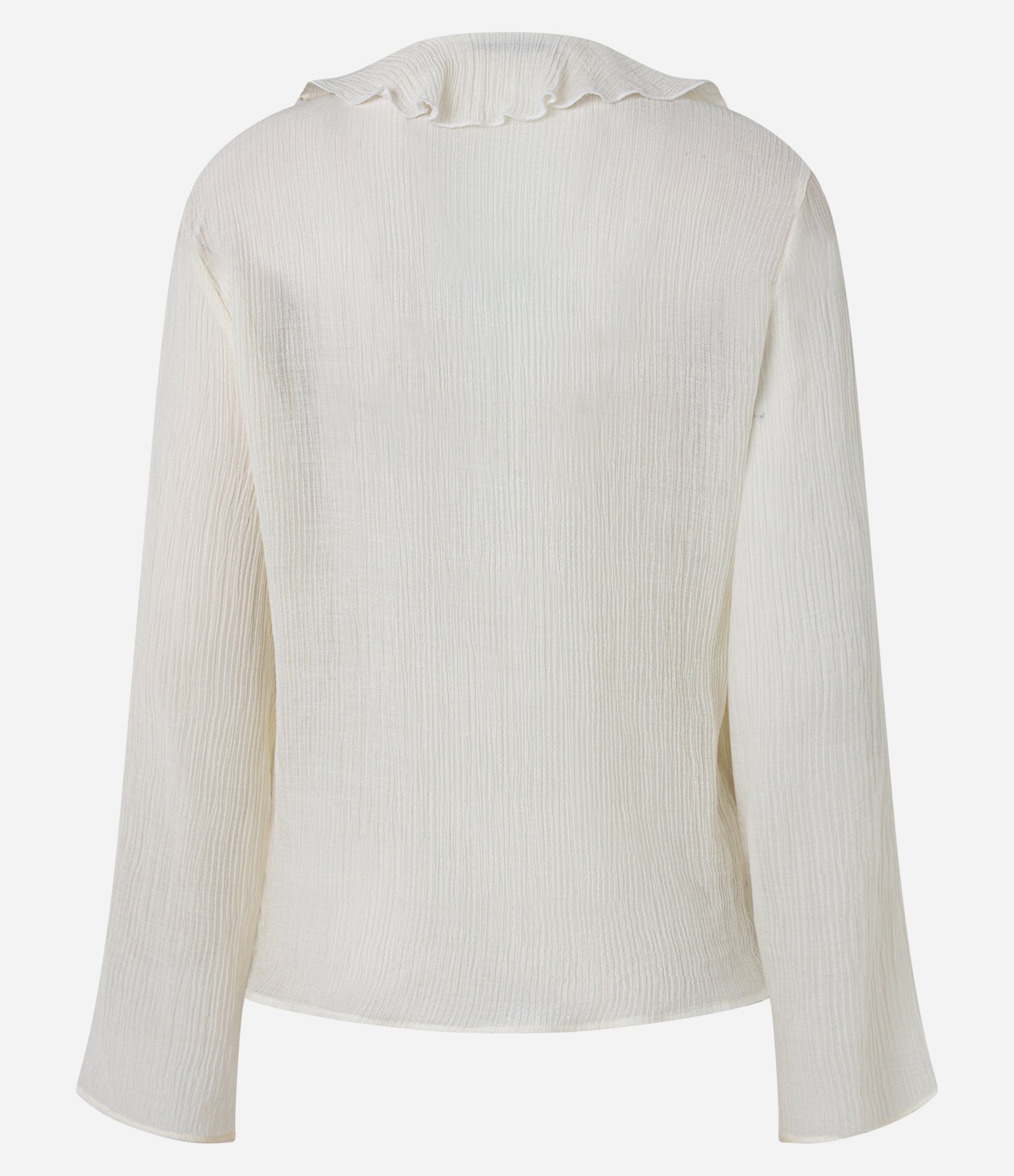 Blusa Texturizada em Viscose com Babado de Decote Off White 8