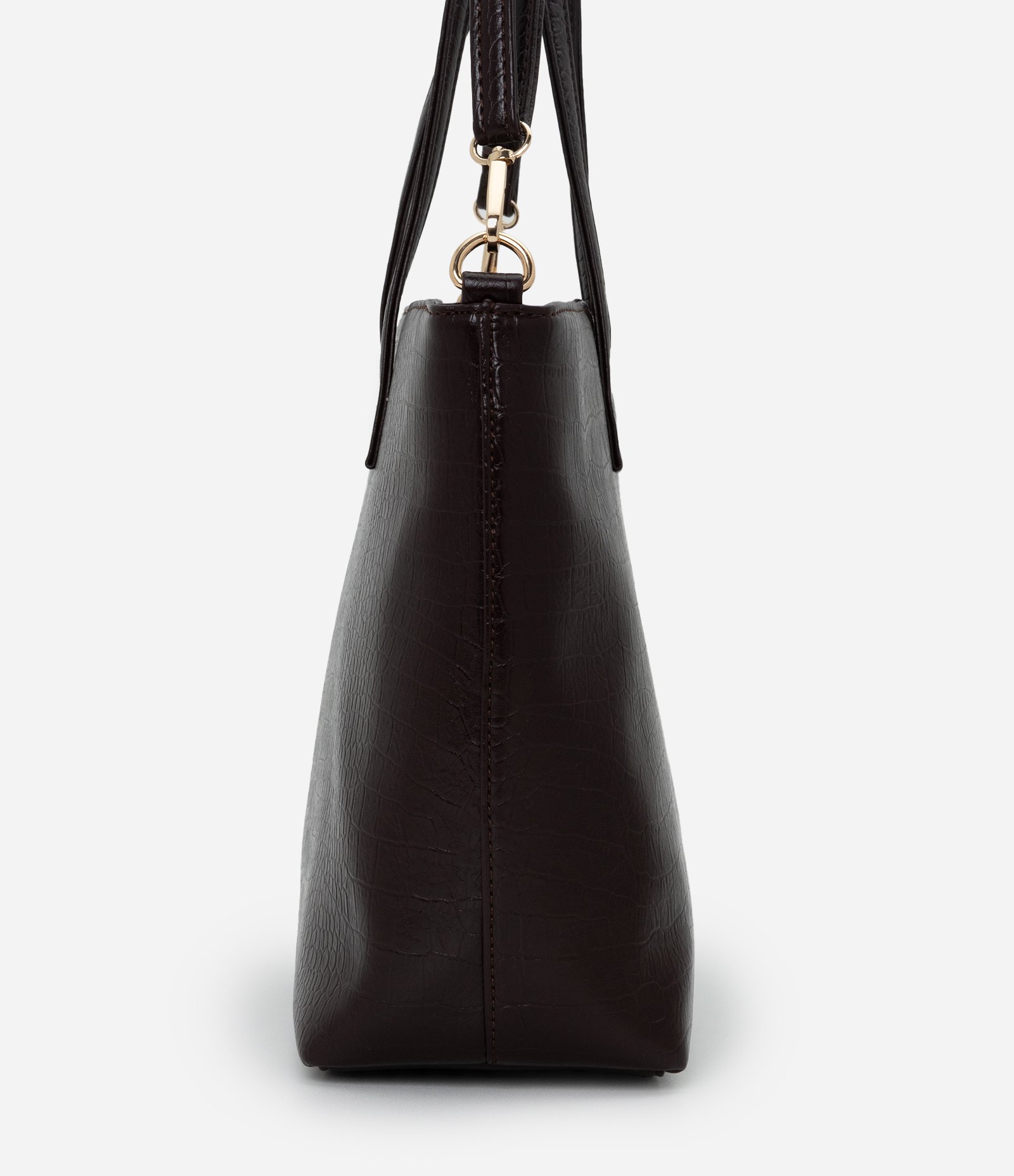 Bolsa Shopper Grande com Alça Longa e Textura Croco Vinho 2