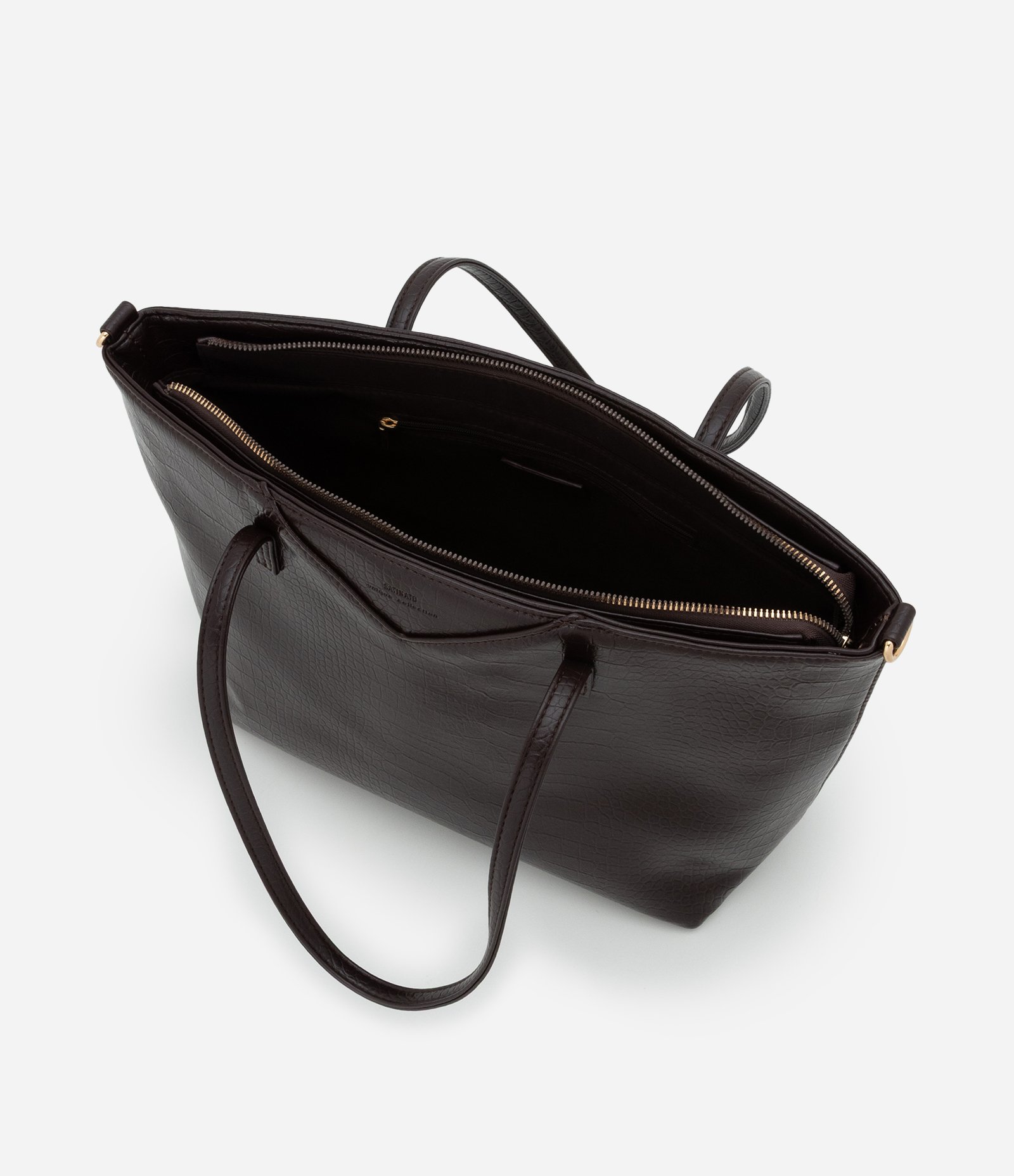 Bolsa Shopper Grande com Alça Longa e Textura Croco Vinho 6