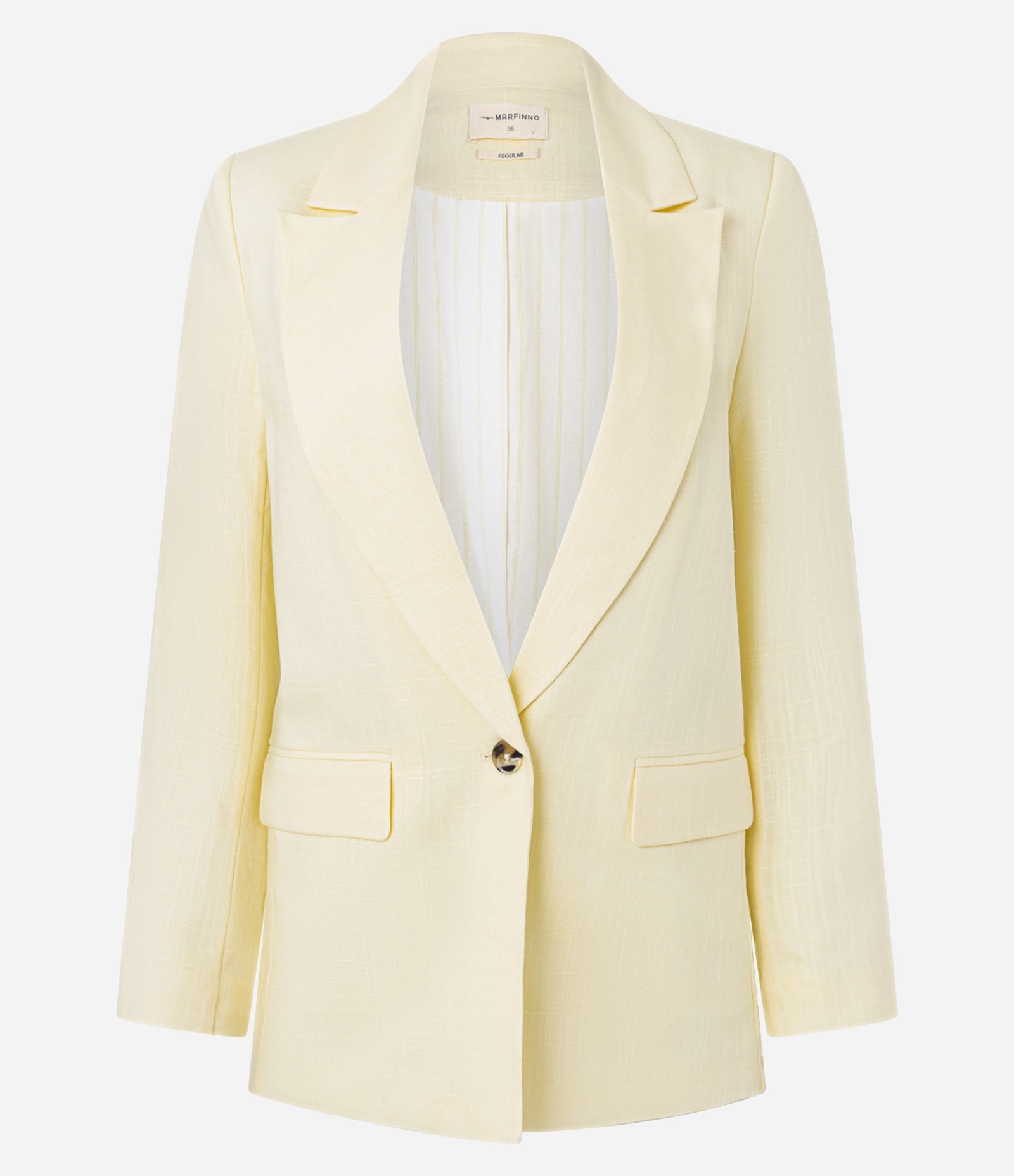 Blazer em Viscolinho com Lapelas e Botão Único Amarelo Pastel 6