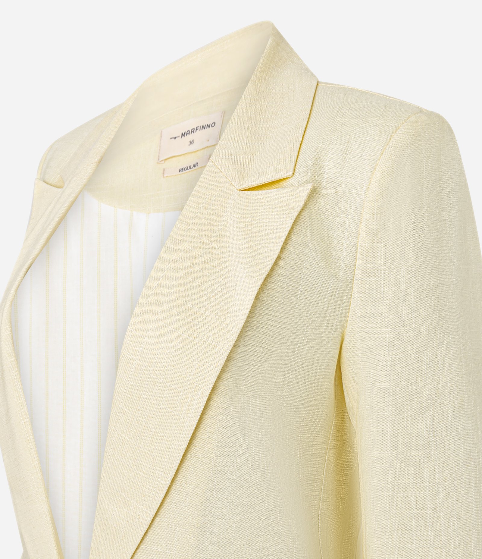 Blazer em Viscolinho com Lapelas e Botão Único Amarelo Pastel 7