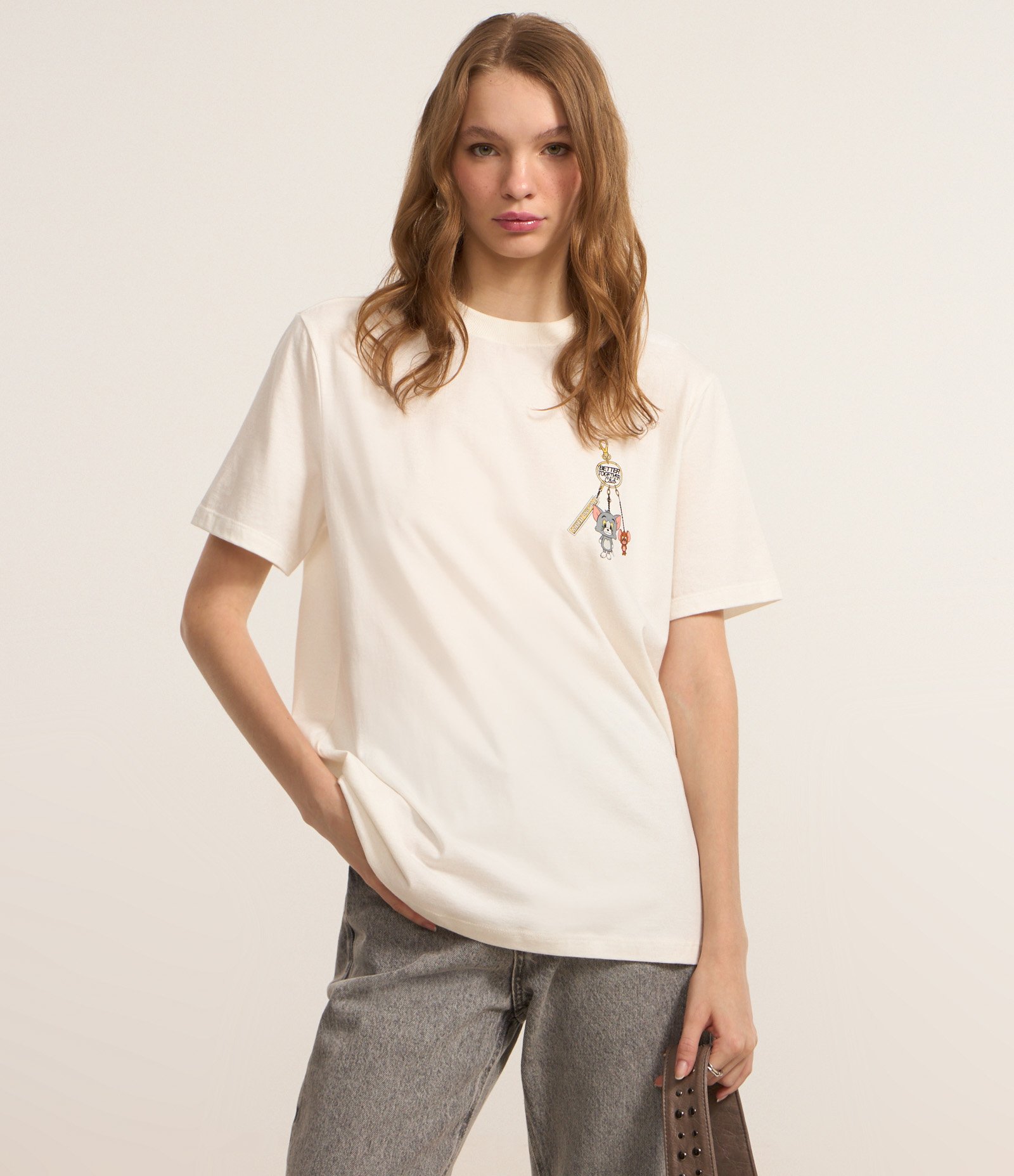 Camiseta em Algodão com Estampa Frente e Costas Tom & Jerry Branco 3