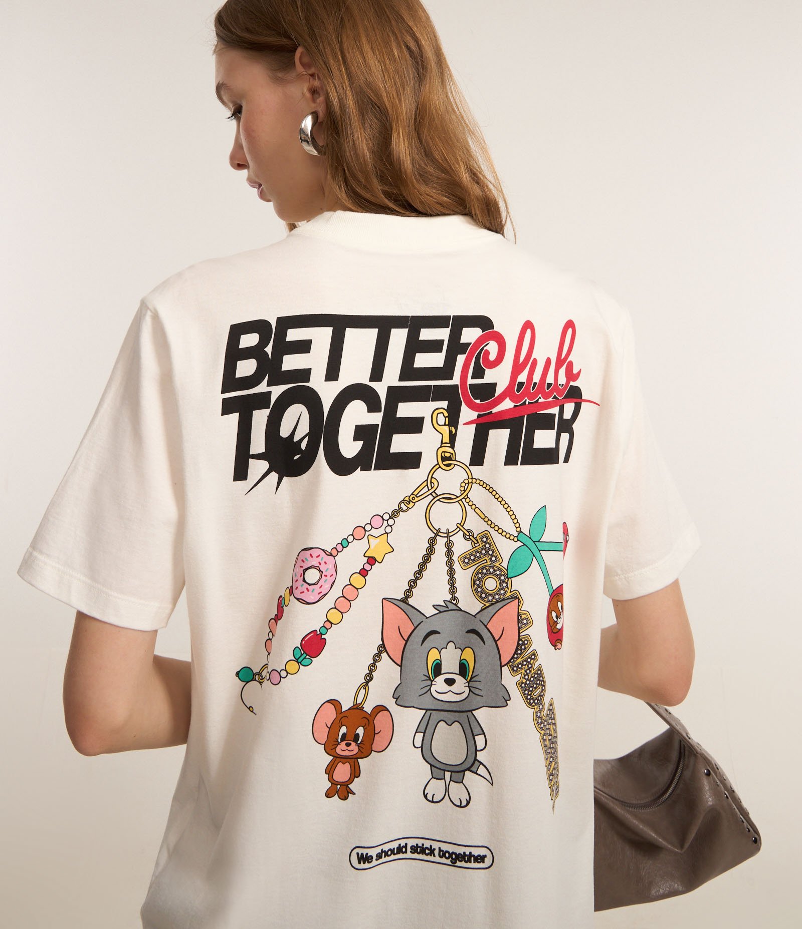 Camiseta em Algodão com Estampa Frente e Costas Tom & Jerry Branco 4