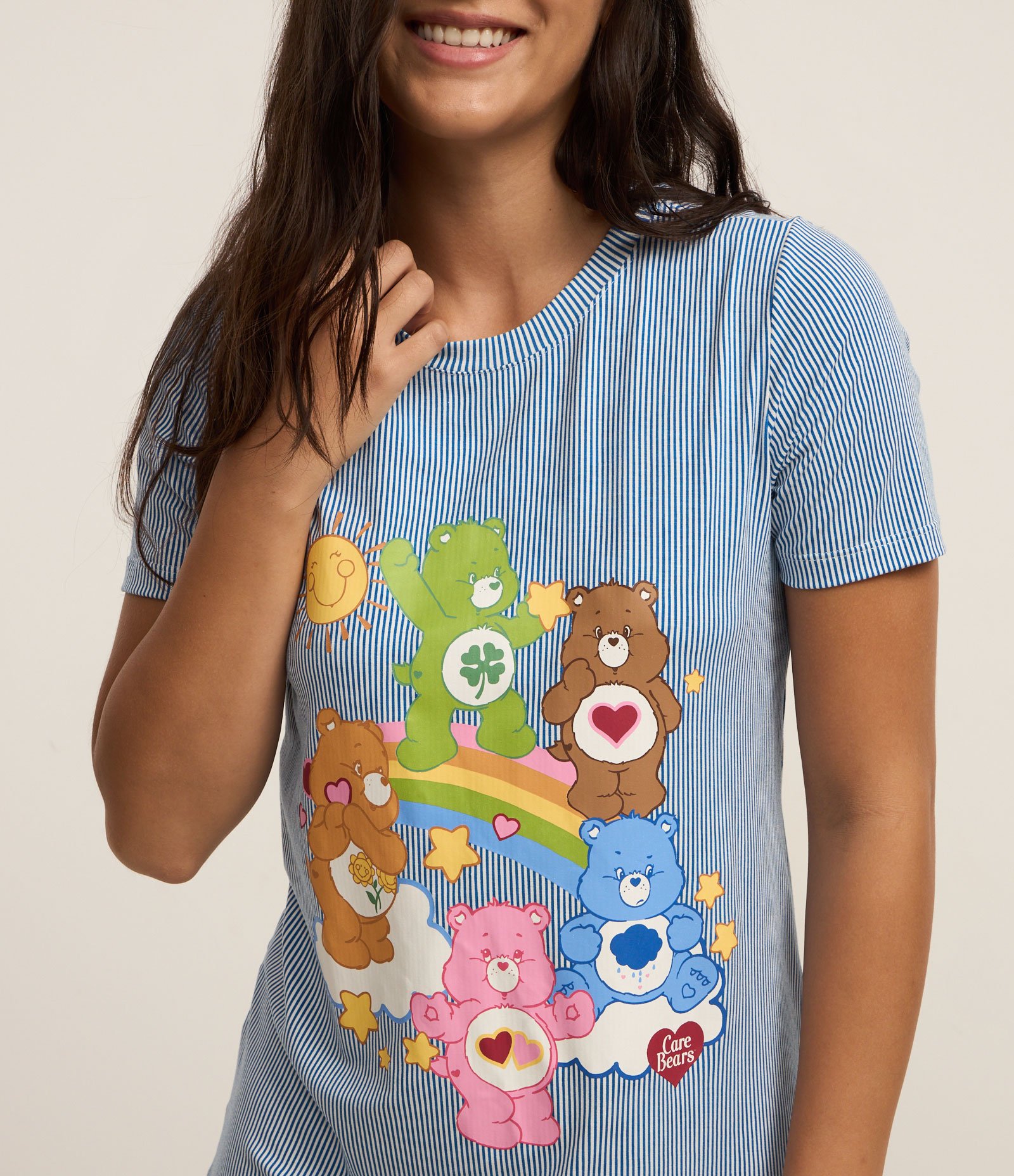 Camisola em Viscose com Estampa dos Ursinhos Carinhosos Azul 3