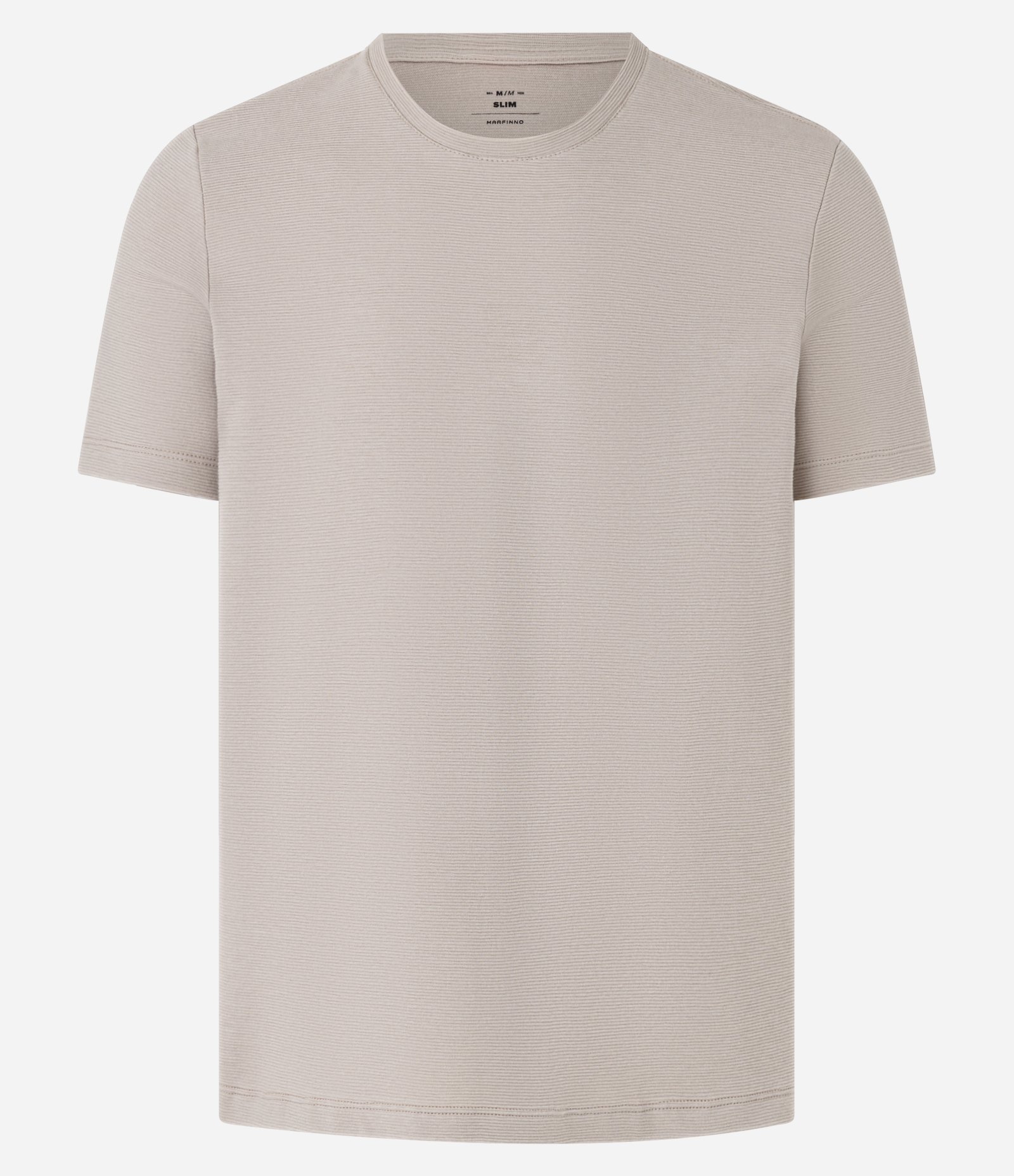 Camiseta Slim em Algodão Canelada Bege 5