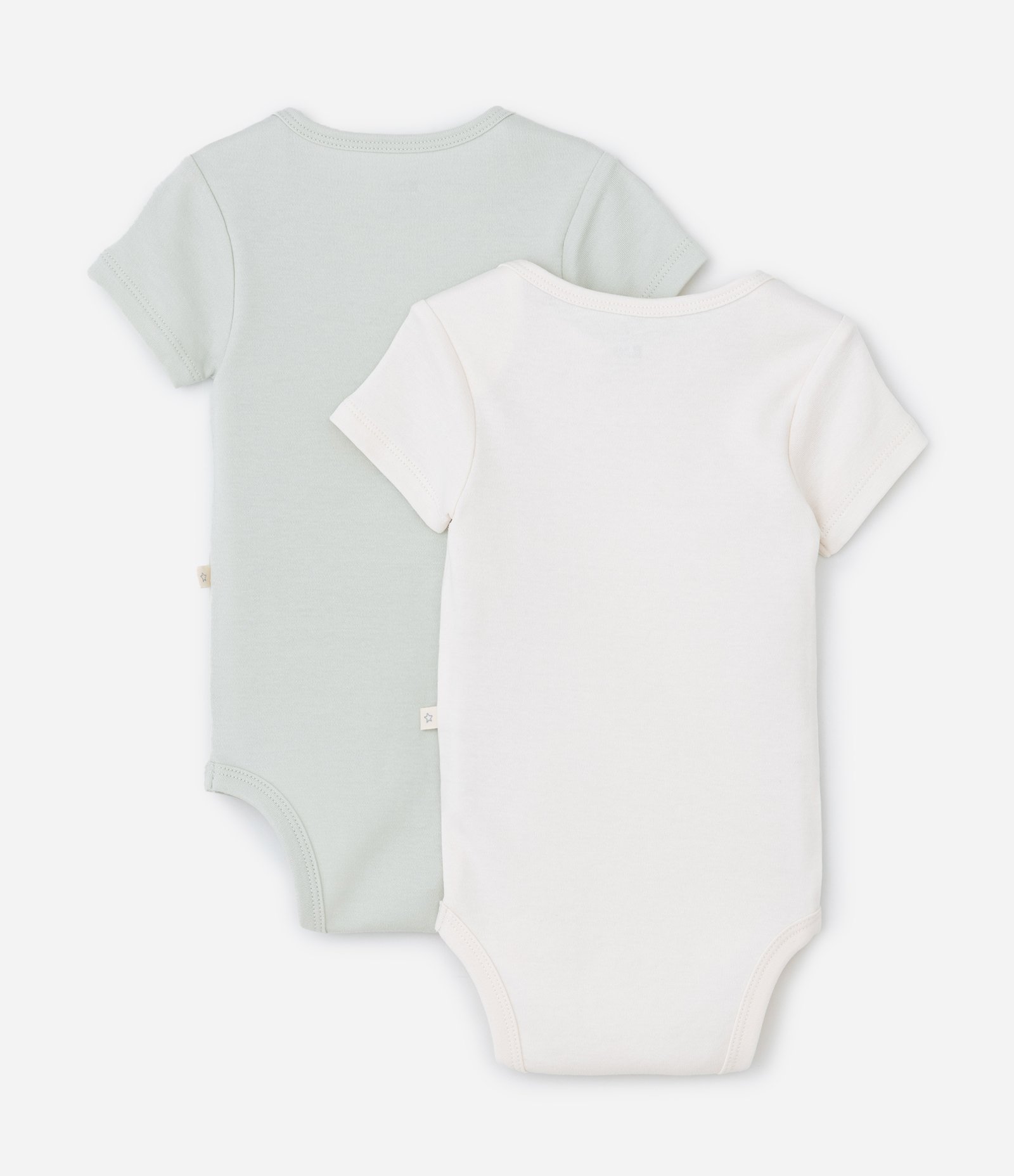 Kit 02 Bodies Infantis em Suedine Básicos - Tam RN a 12 meses Branco/Verde 2