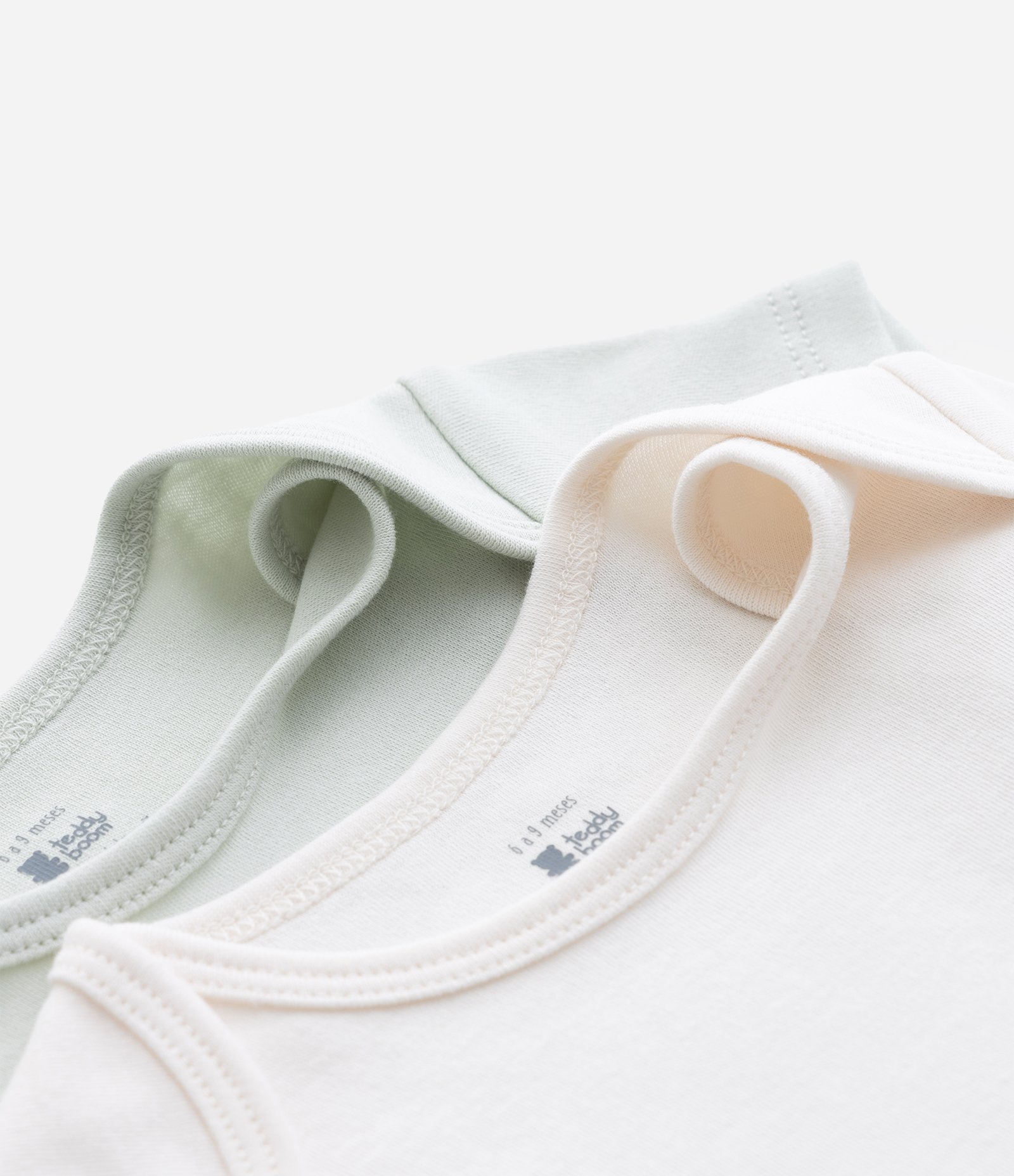 Kit 02 Bodies Infantis em Suedine Básicos - Tam RN a 12 meses Branco/Verde 5
