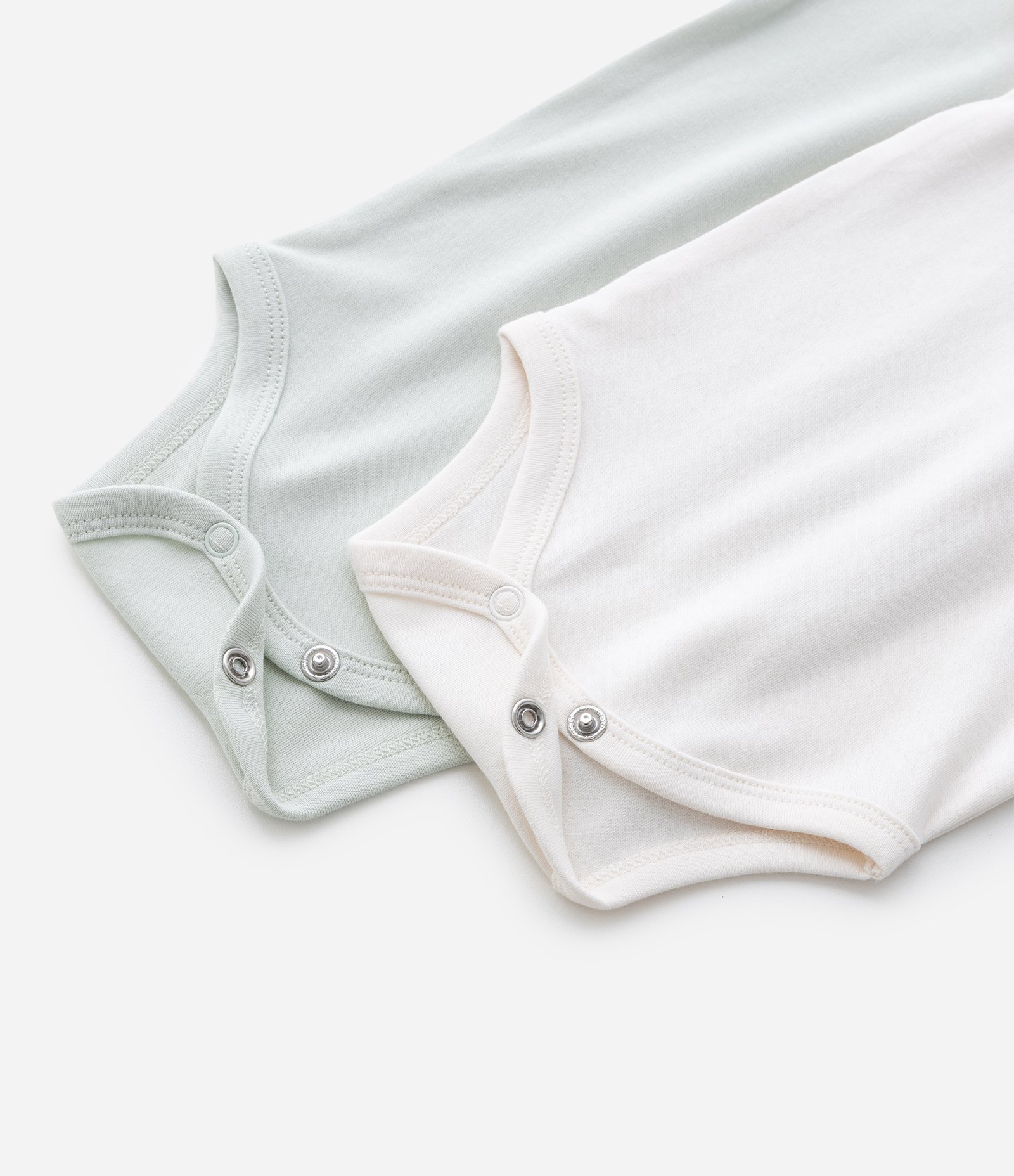 Kit 02 Bodies Infantis em Suedine Básicos - Tam RN a 12 meses Branco/Verde 6