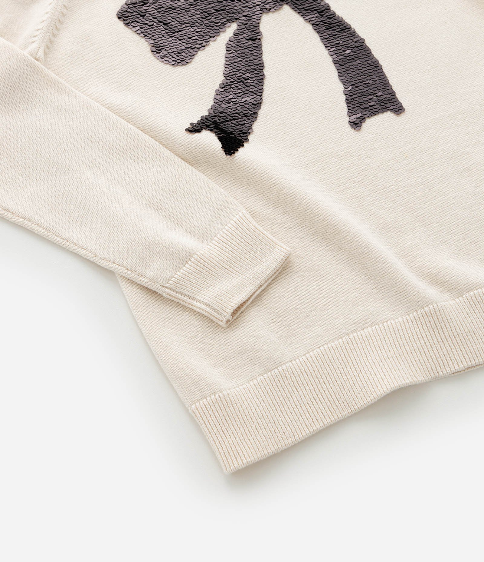 kCasaco Infantil em Tricô Leve com Laço em Paetê – Tam 5 a 14 Anos Off White 6