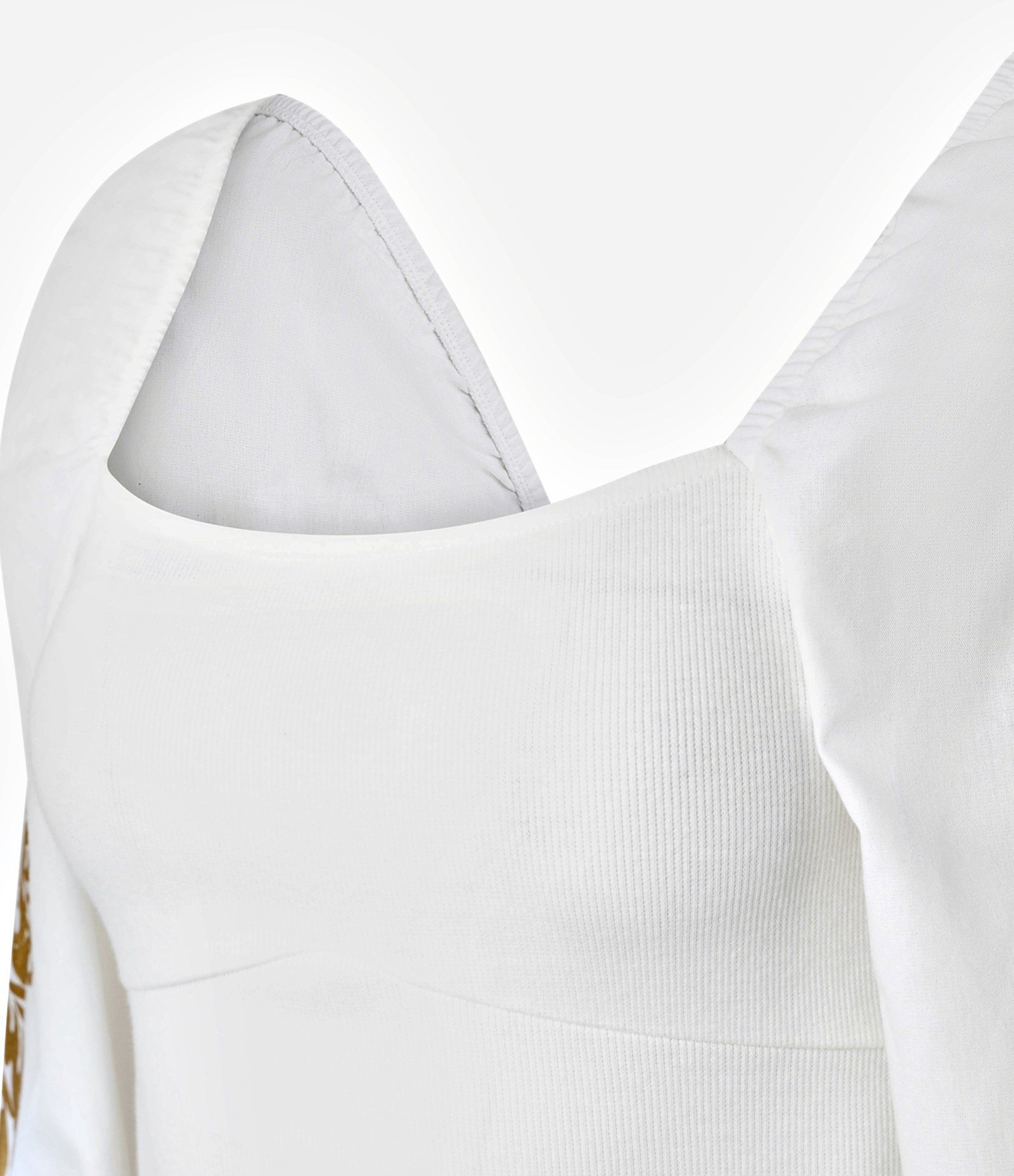 Blusa em Ribana com Manga Bufante e Estampa de Flor em Foil Branco 6