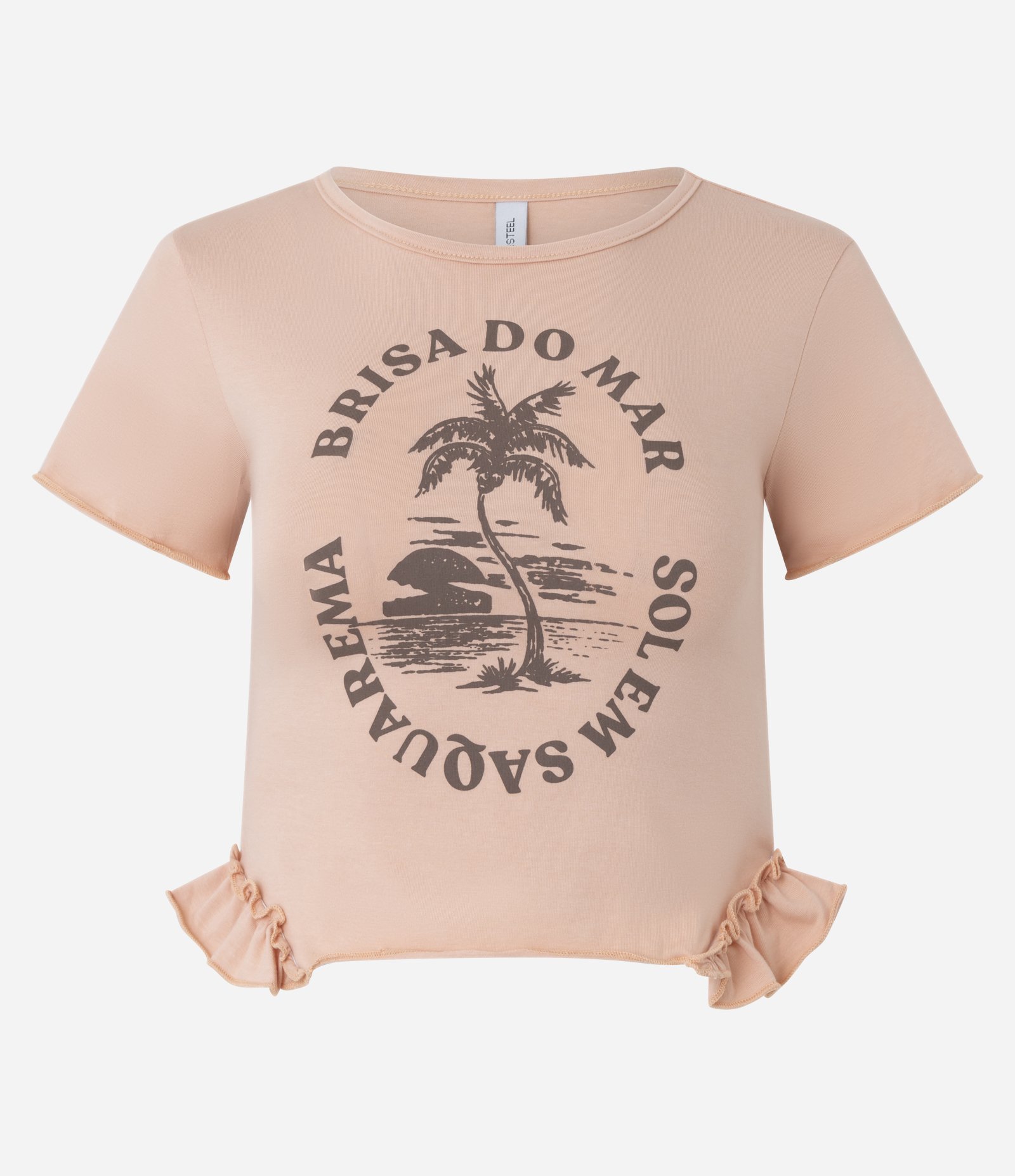 Blusa em Algodão com Babado e Estampa Praia Colar 5