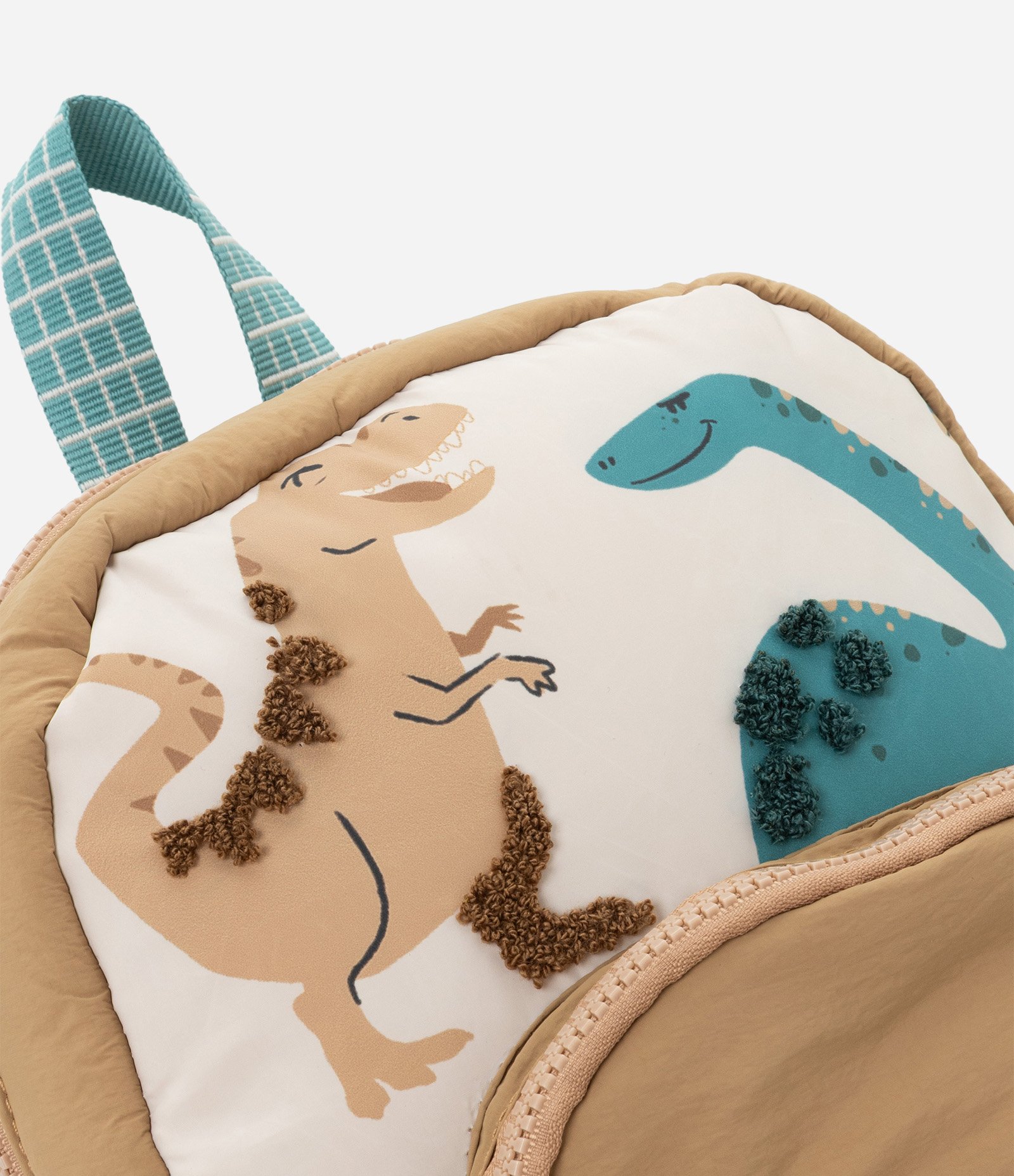 Mochila Infantil com Estampa de Dinossauros – Tam U Bege/Azul 3