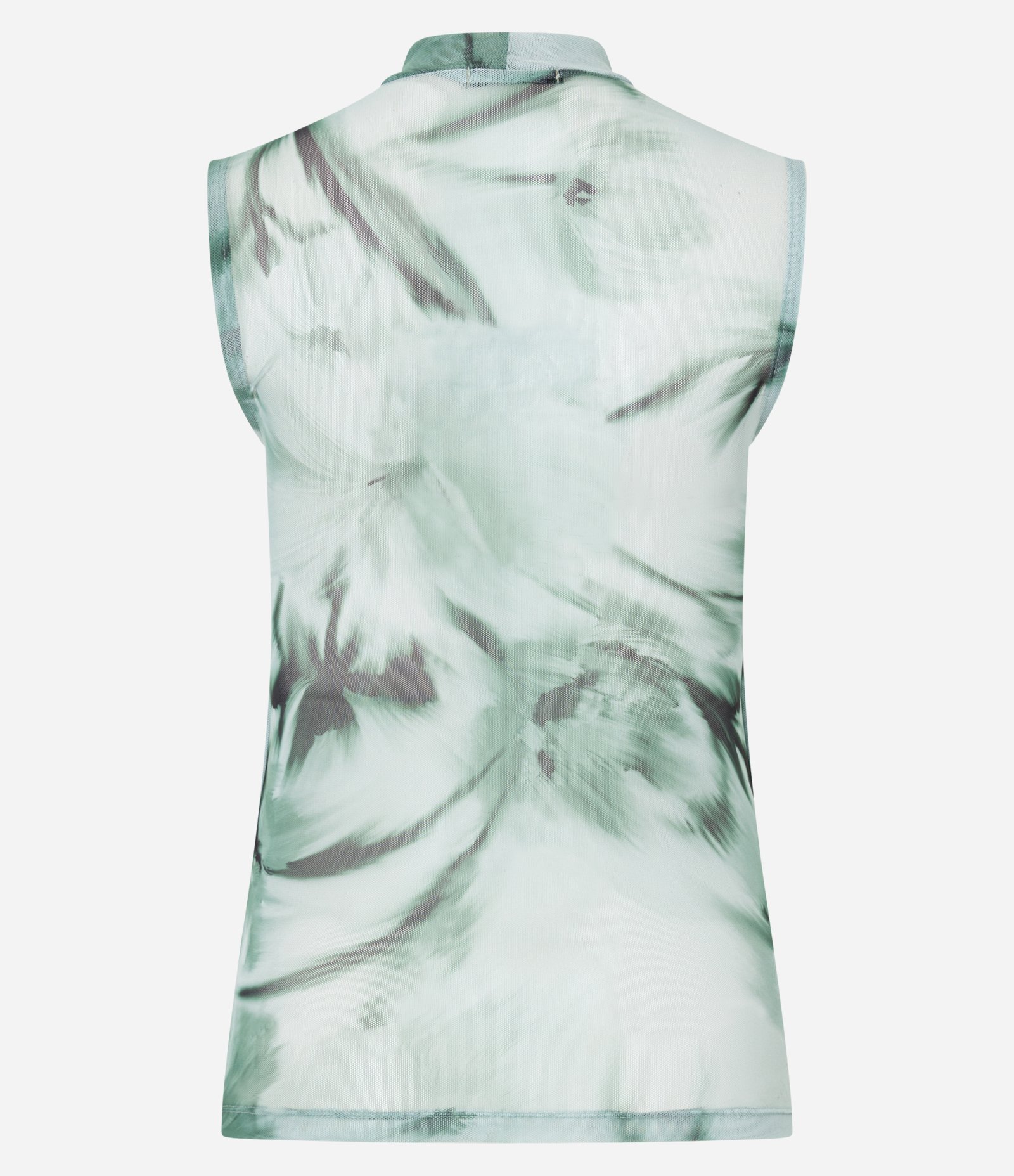 Blusa em Tule com Gola Alta e Estampa Abstrata Verde 6