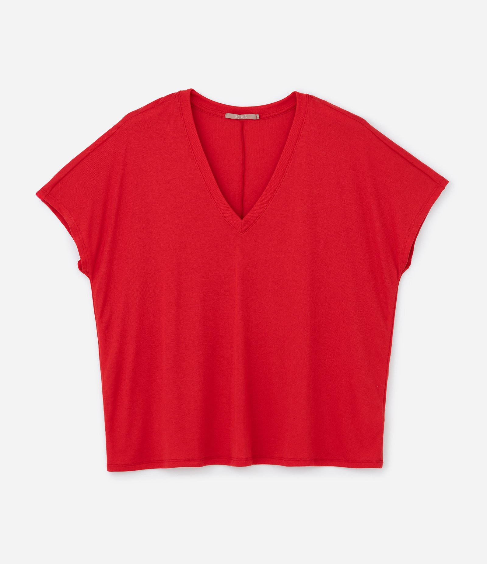 Blusa em Ribana sem Cava com Gola Curve & Plus Size Vermelho 3